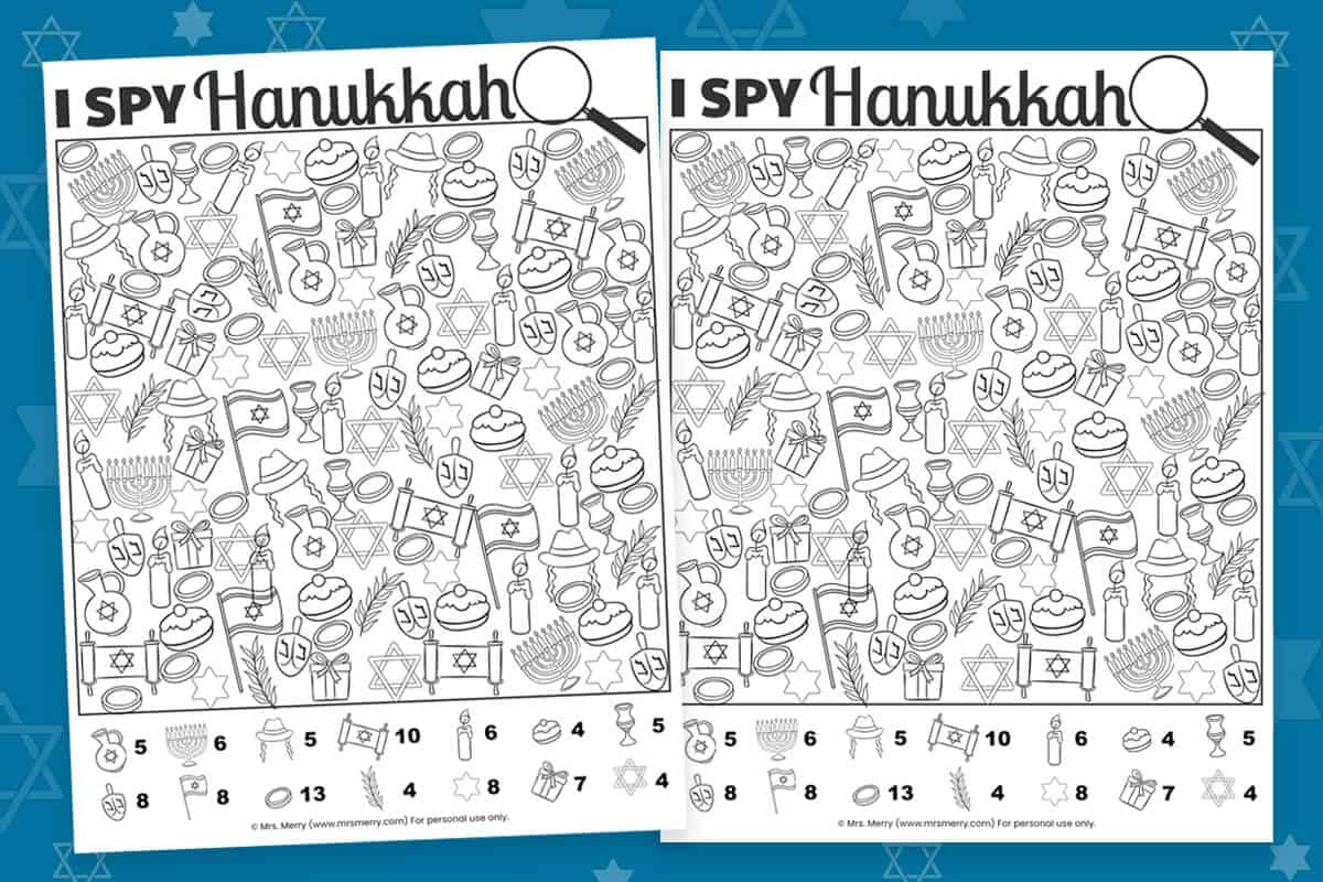 Free Printable I Spy Hanukkah Activity Mrs Merry