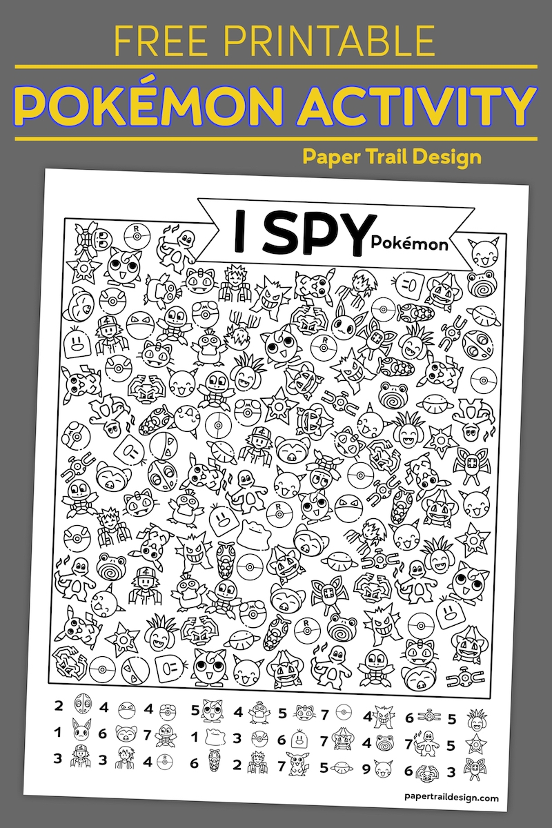 Free Printable I Spy Pok mon Activity Paper Trail Design