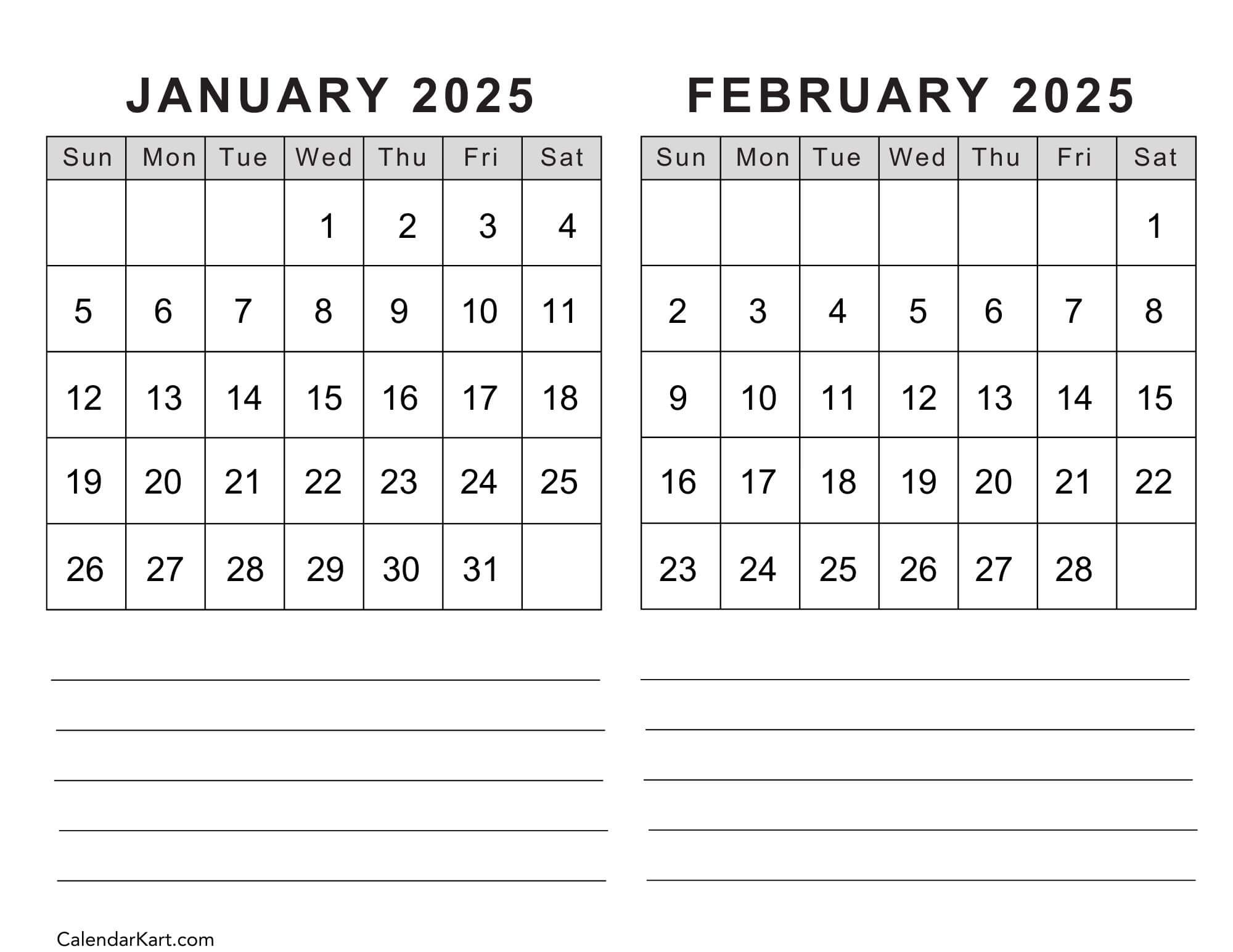 Free Printable January February Calendar 2025 CalendarKart Free Printable January February Calendar 2025 CalendarKart