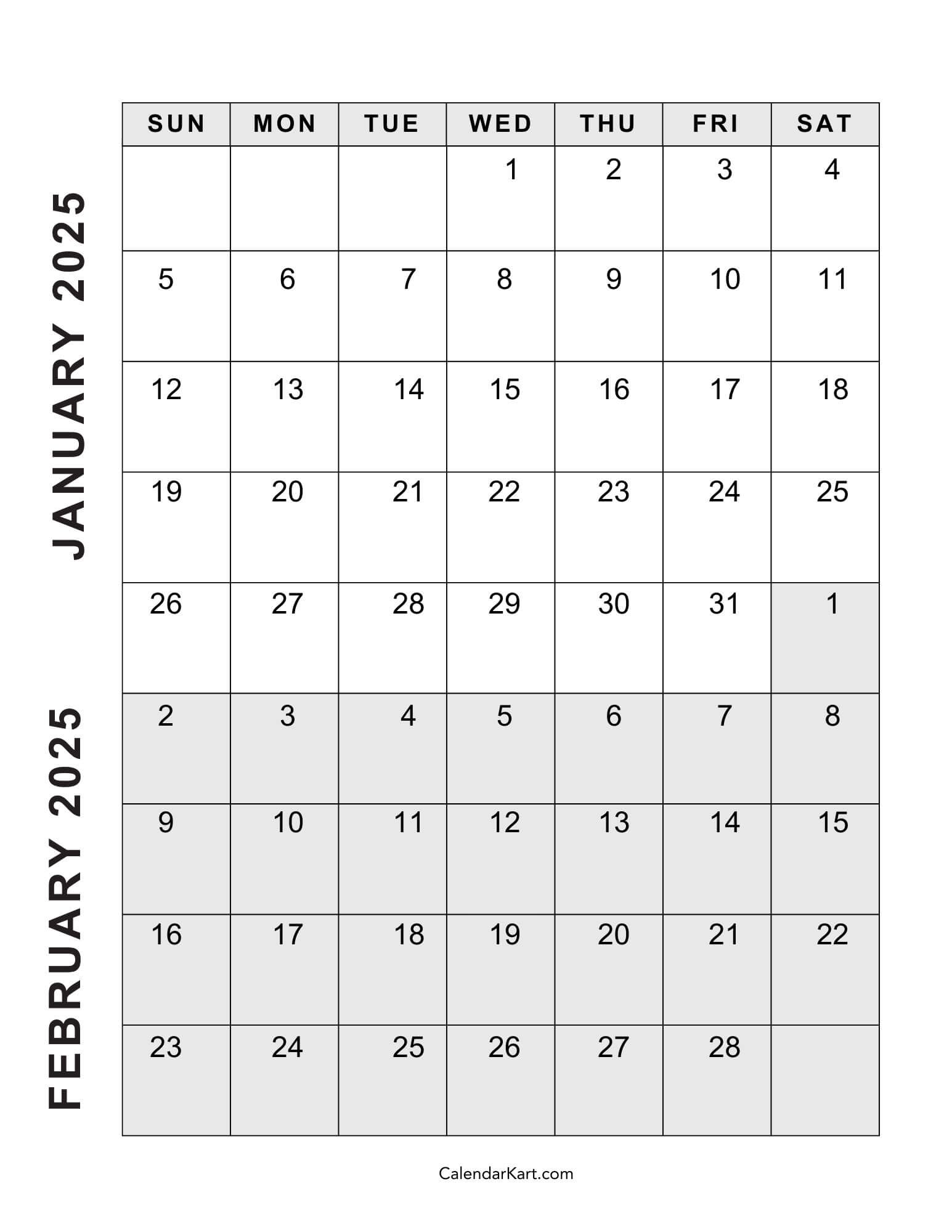 Free Printable January February Calendar 2025 CalendarKart