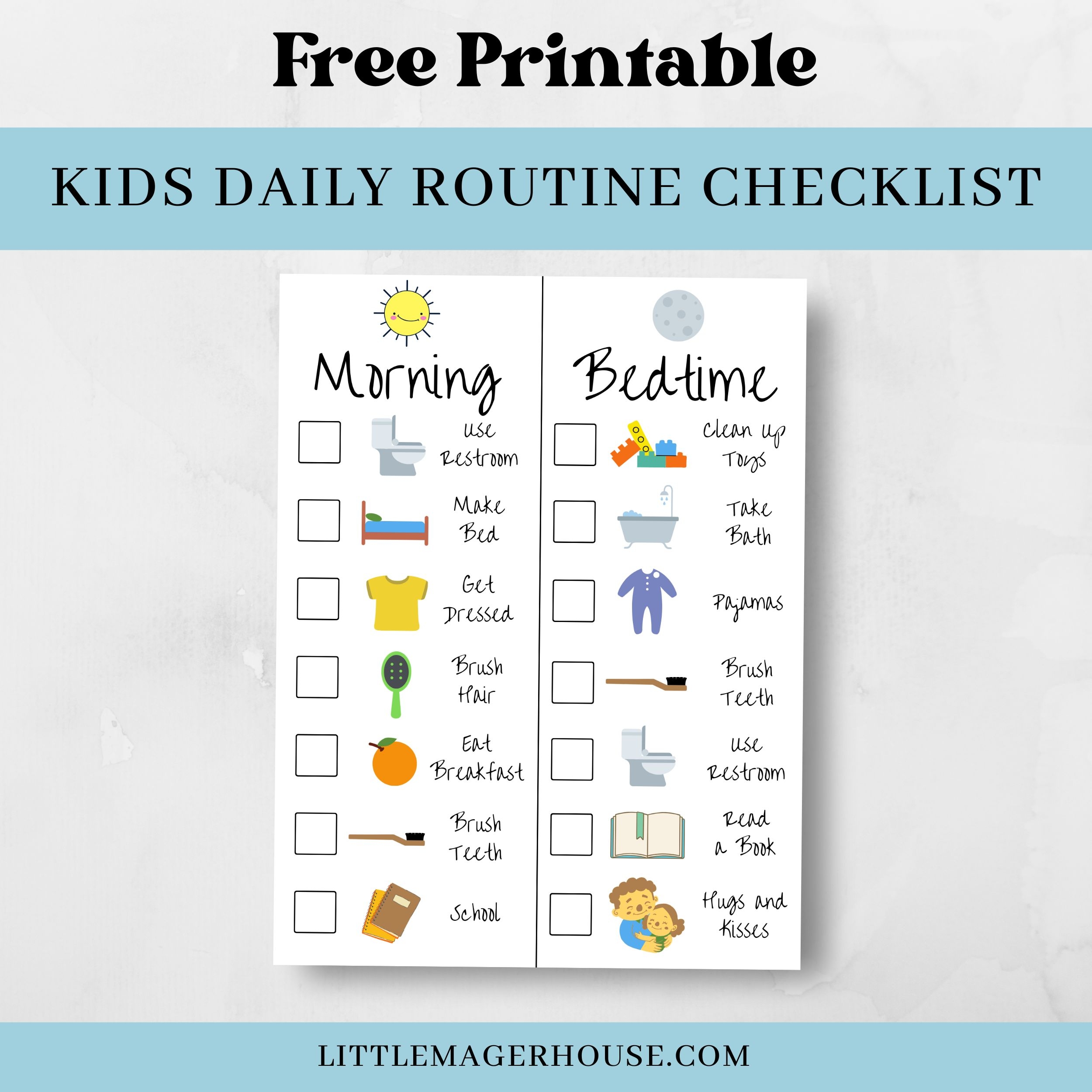 Printable Morning Routine Chart For Preschoolers