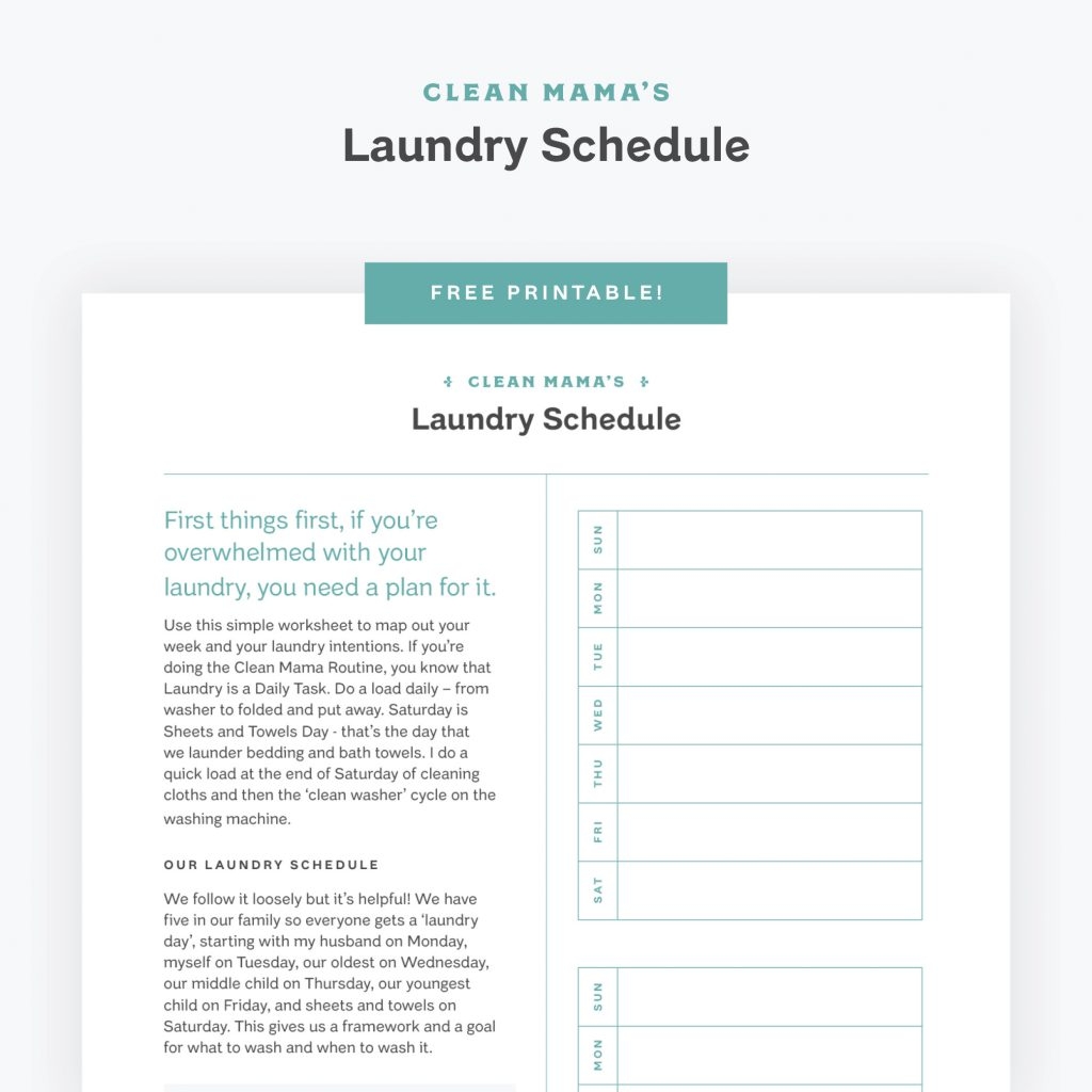 Free Printable Laundry Schedule Clean Mama