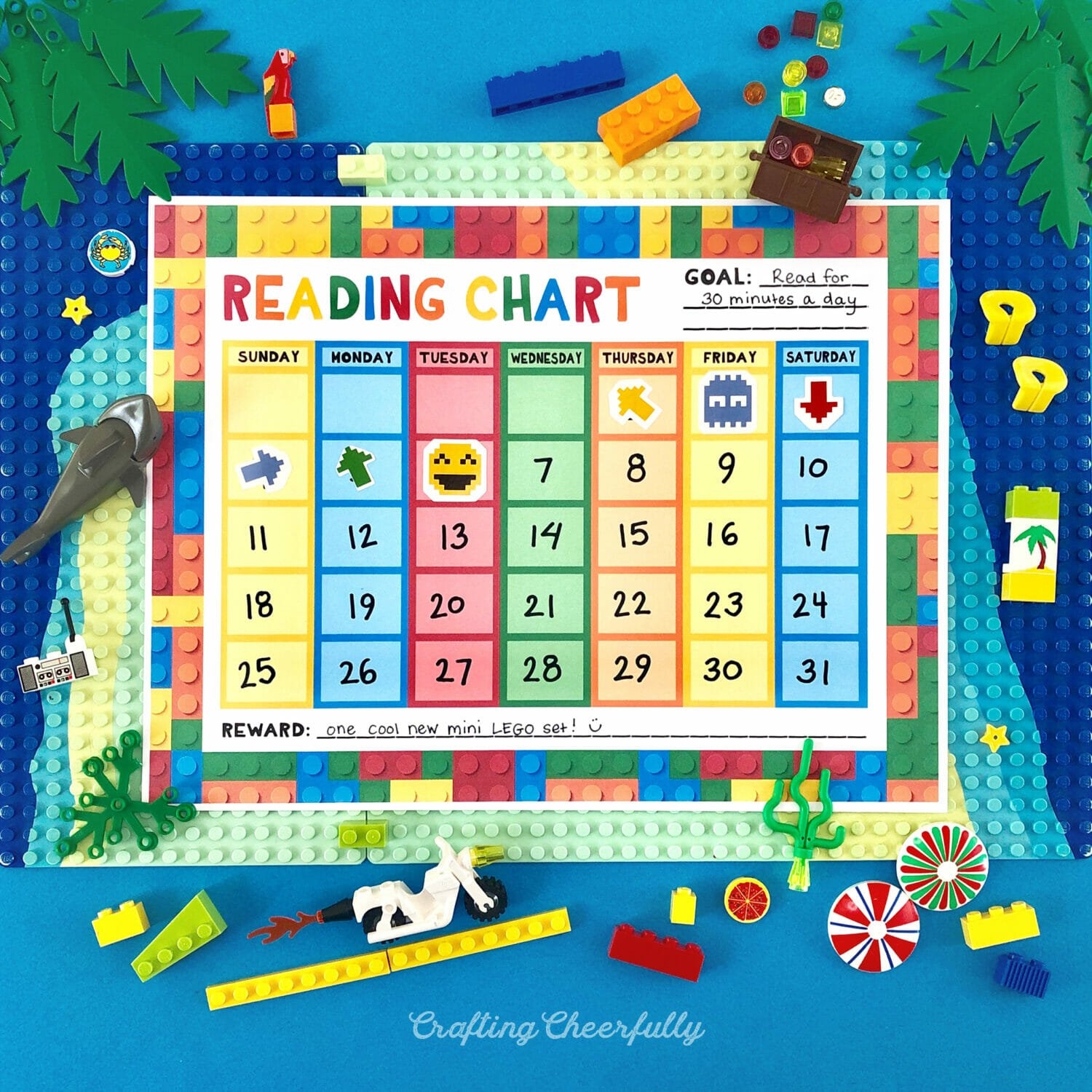 Free Printable LEGO Themed Reading Chart Crafting Cheerfully