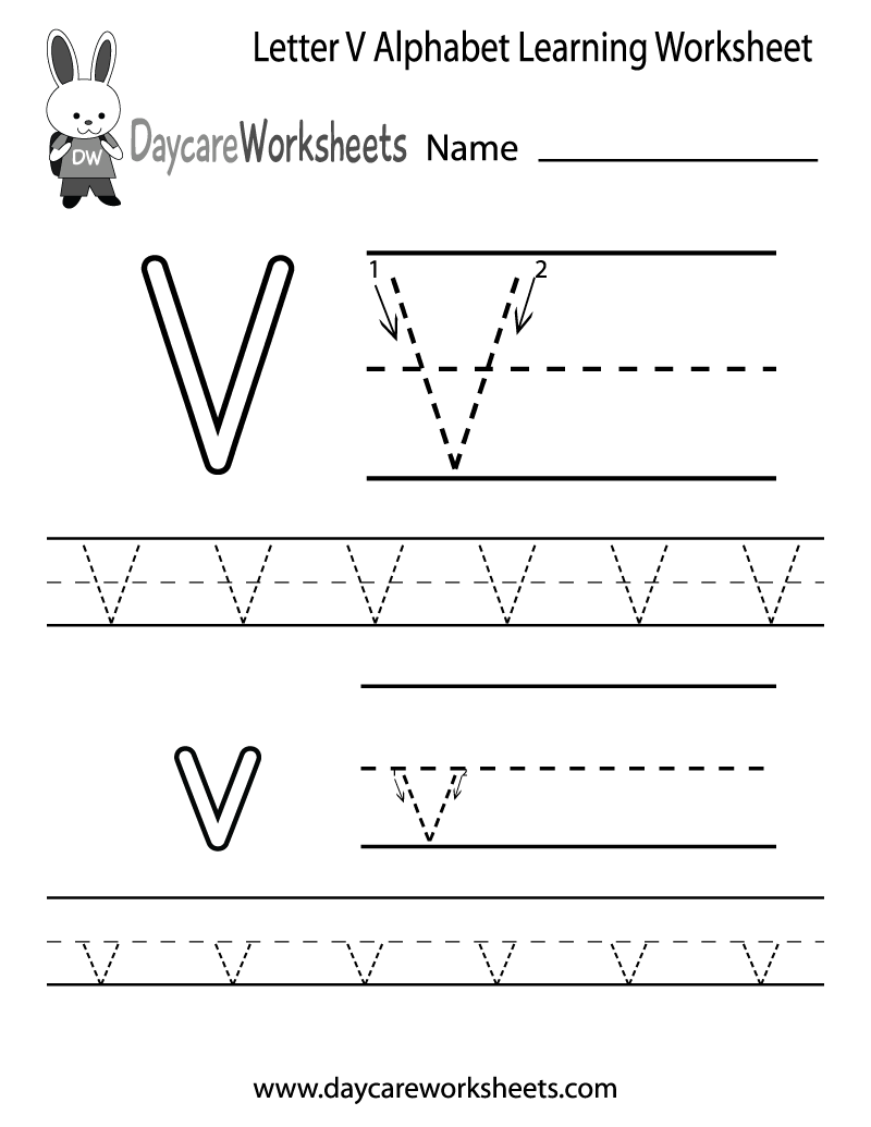 Free Printable Letter V Alphabet Learning Worksheet For Preschool