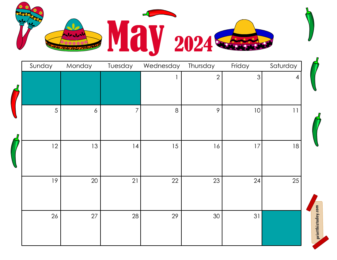 May Printable Calendar Free