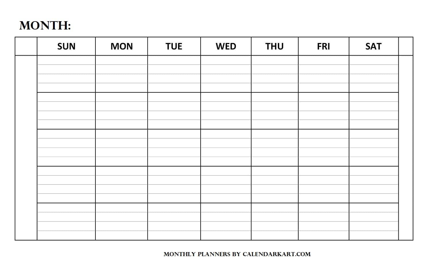 Free Printable Lined Monthly Calendar