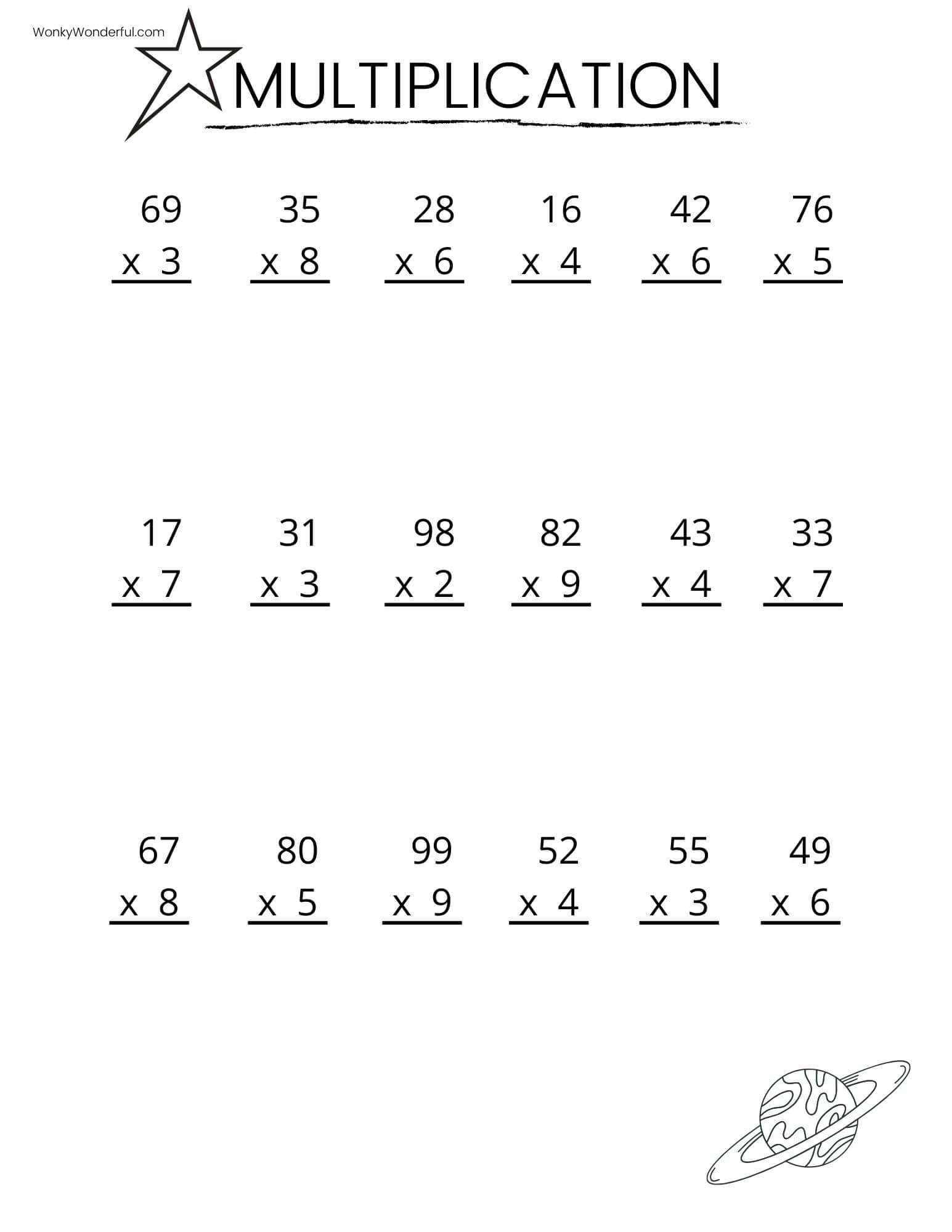 Printable Fun Multiplication Worksheets