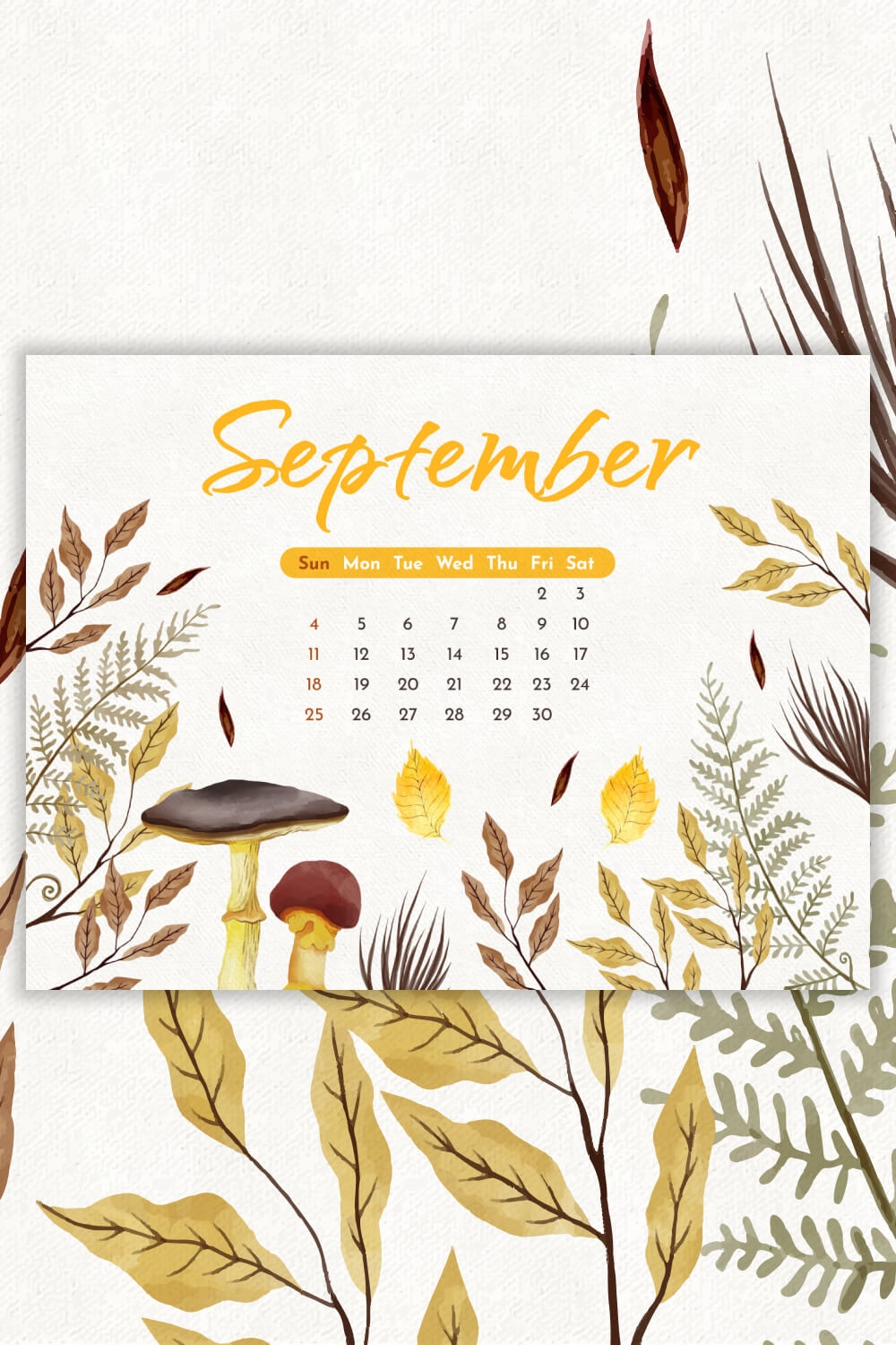 Free Printable Mushroom September Editable Calendar MasterBundles