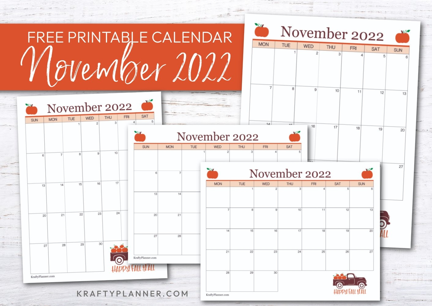 Free Printable November 2022 Calendar Krafty Planner Free Printable November 2022 Calendar Krafty Planner