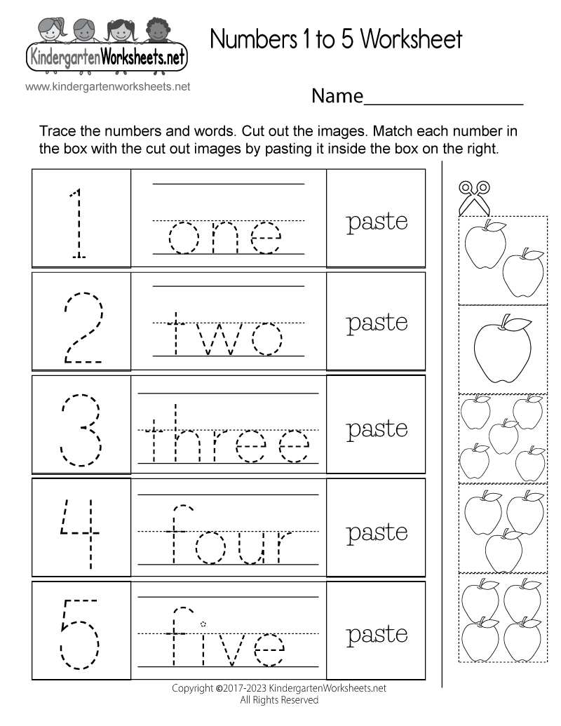 Kindergarten Printable Worksheets Numbers