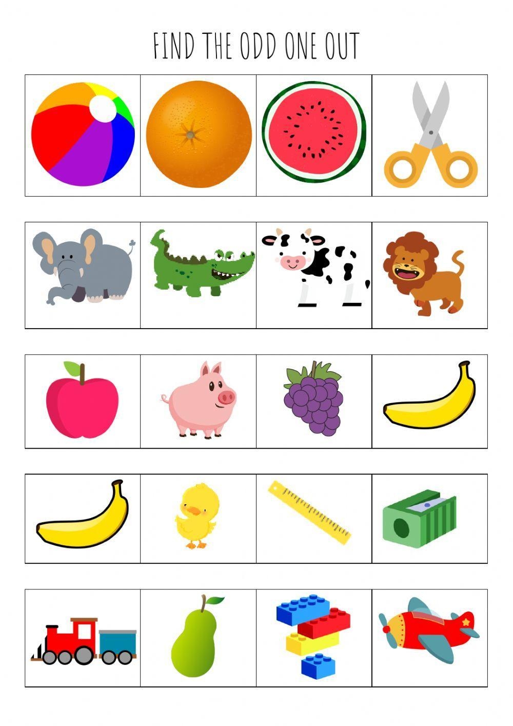 Free Printable Odd One Out Worksheets