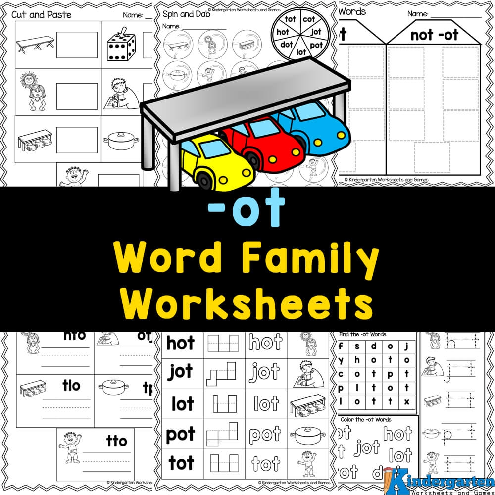 FREE Printable ot Word Family Worksheets For Kindergarten