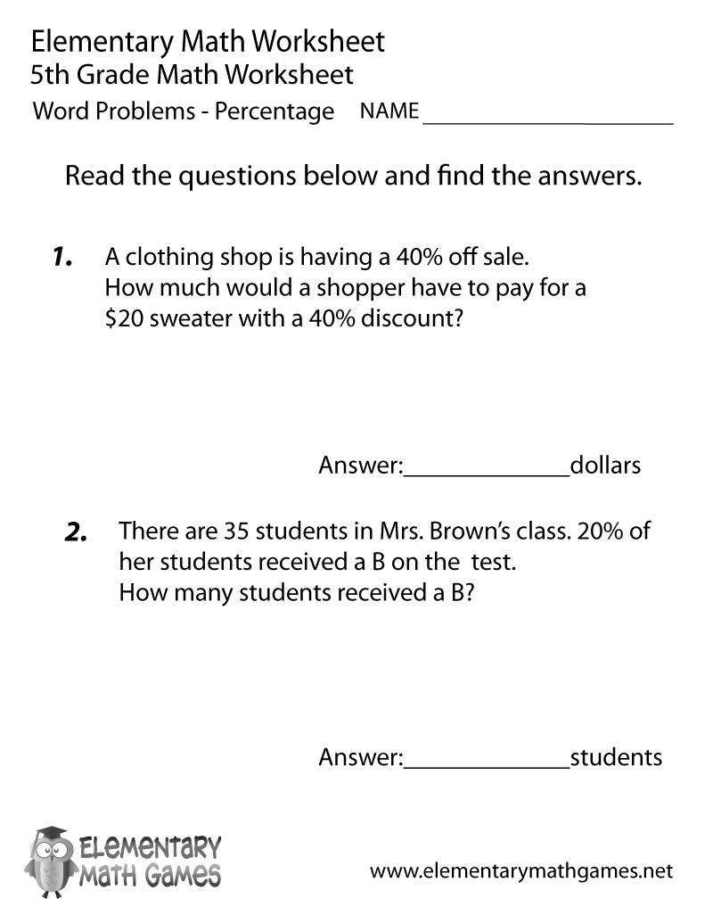Free Printable Word Problem Worksheets