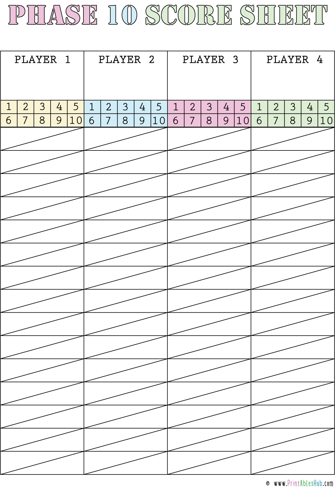Free Printable Phase 10 Score Sheet Template PDF Printables Hub