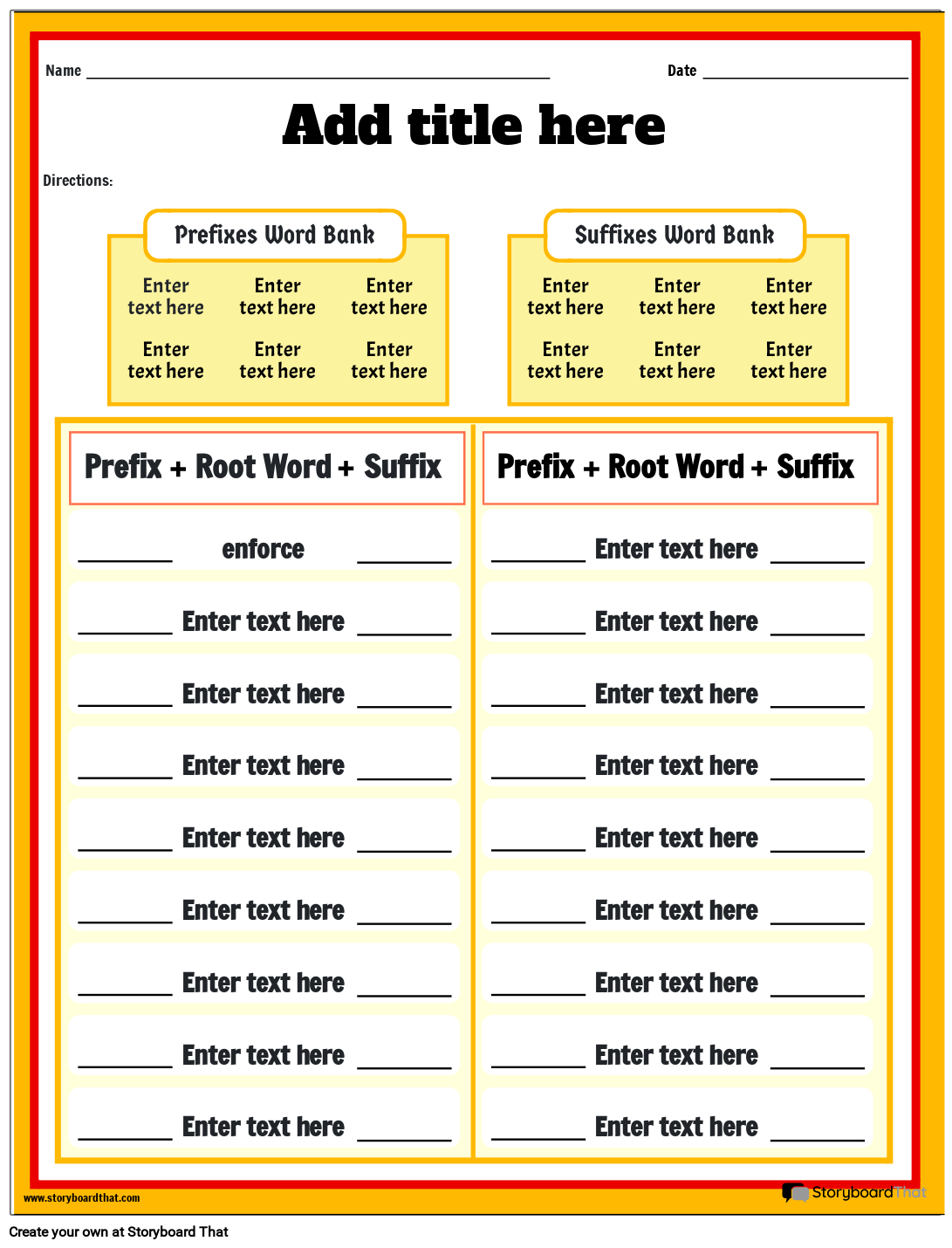 Free Printable Prefix And Suffix Worksheet Storyboard