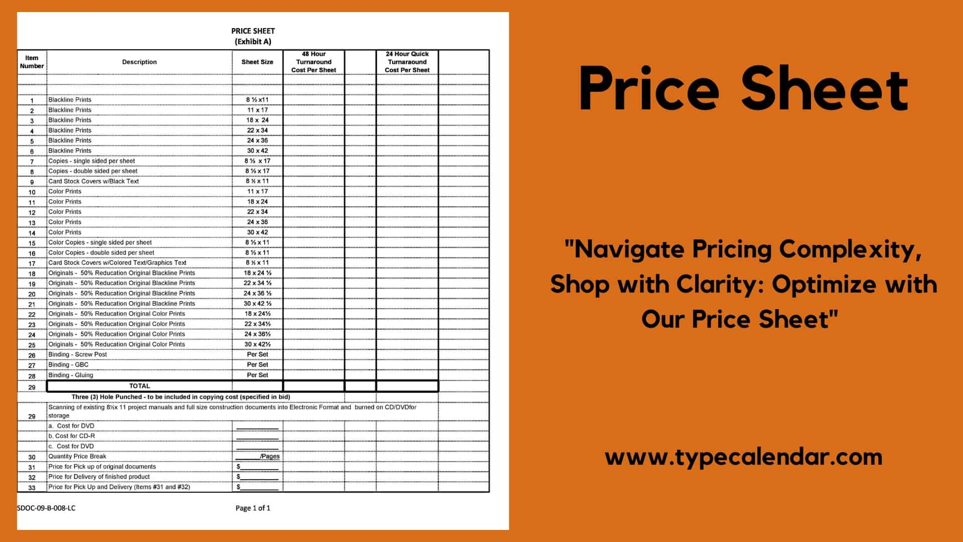 Free Printable Price Sheet Templates Excel PDF Word 