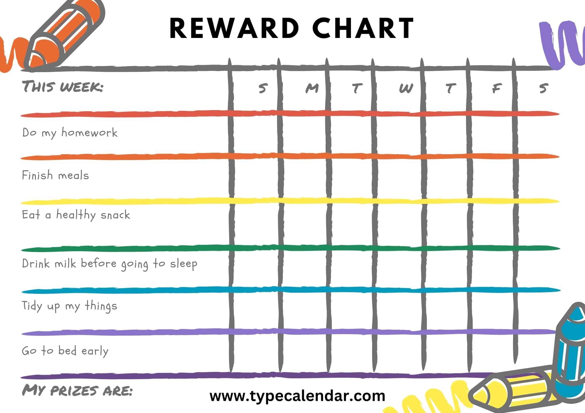 Blank Printable Chart For School