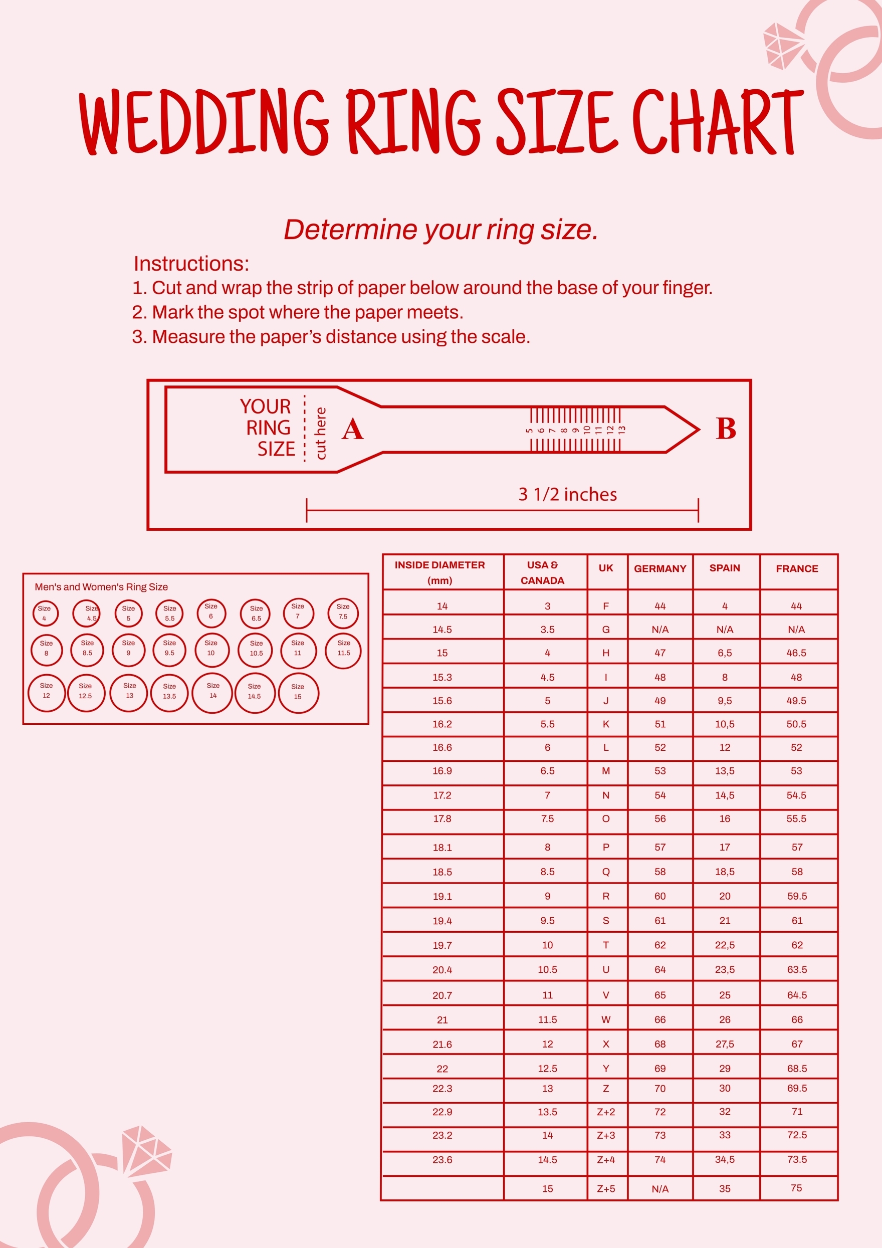 Free Printable Ring Ring Sizer For Women Printable Free Ring Sizer Online Wedding Ring Sizing Chart