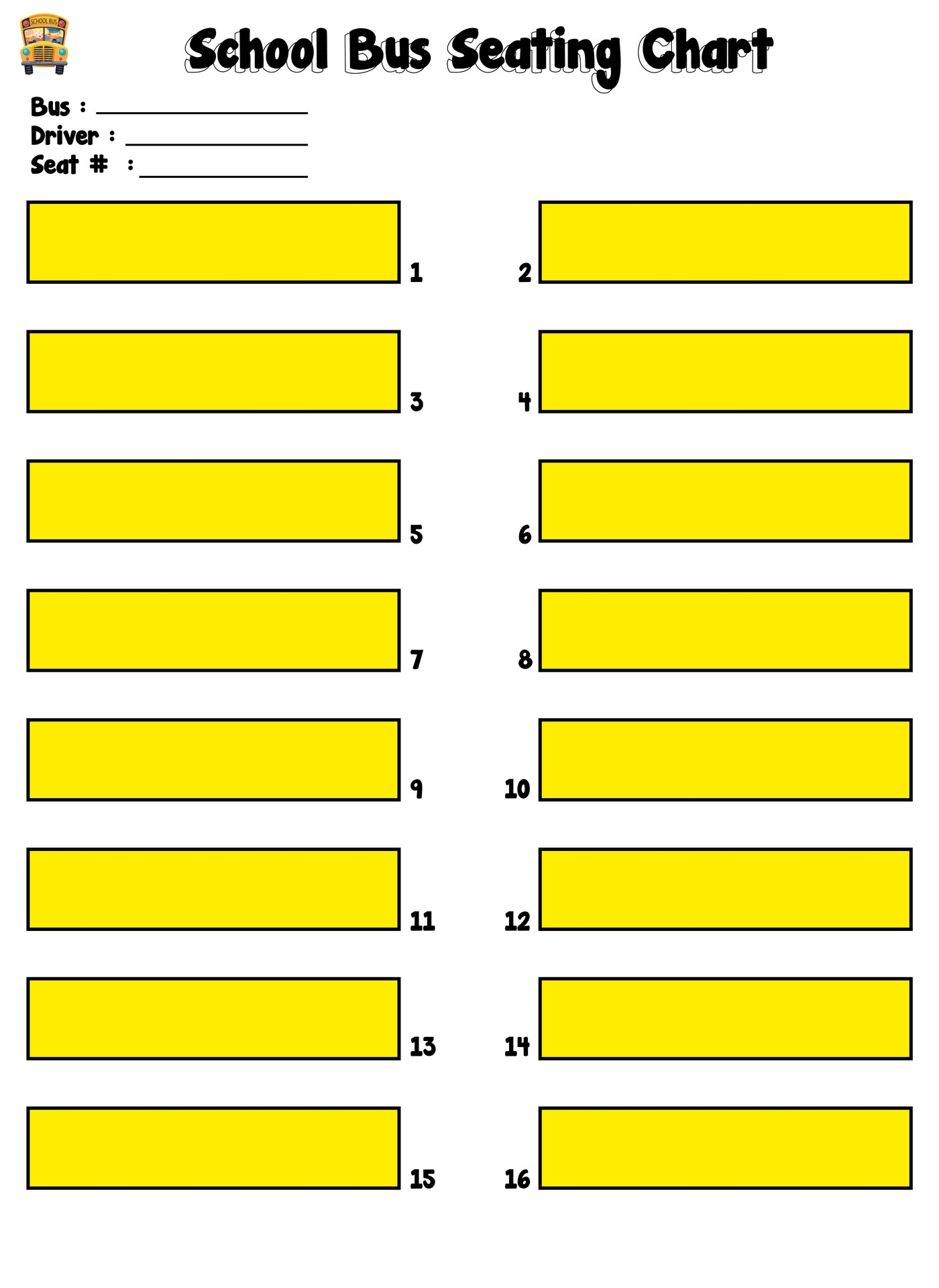 Free Printable Seating Charts For Bus