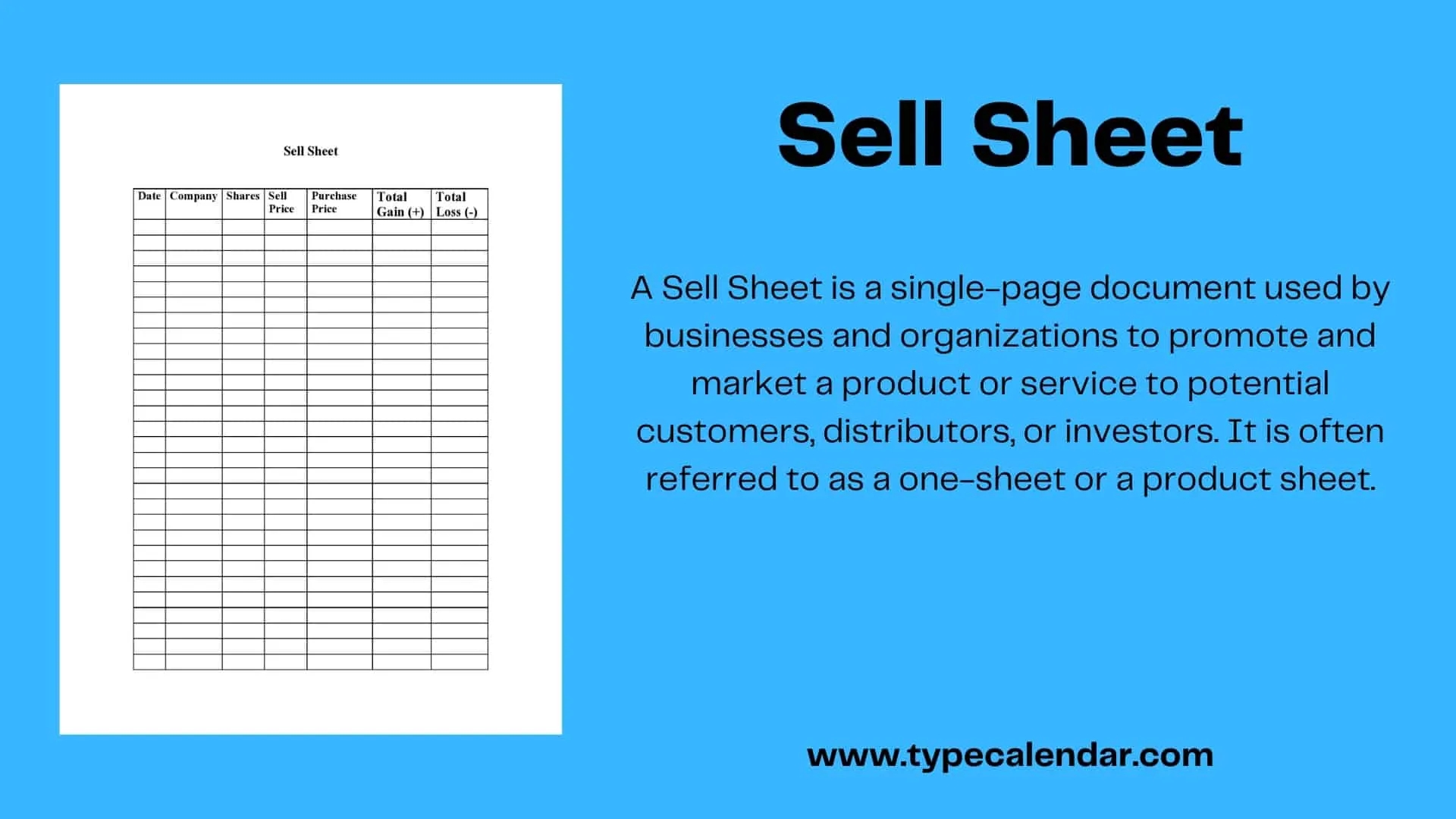 Free Printable Sell Sheet Templates Word PDF Excel