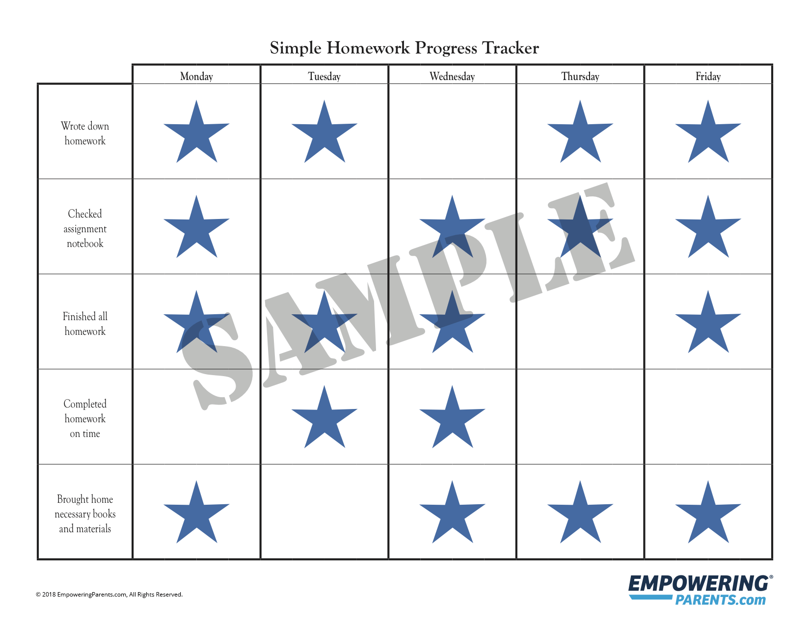 Free Printable Simple Homework Chart Empowering Parents Free Printable Simple Homework Chart Empowering Parents