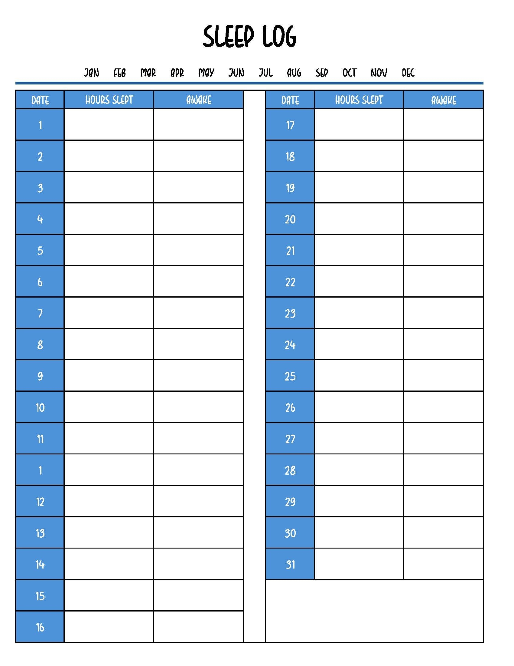 Free Printable Sleep Trackers Logs