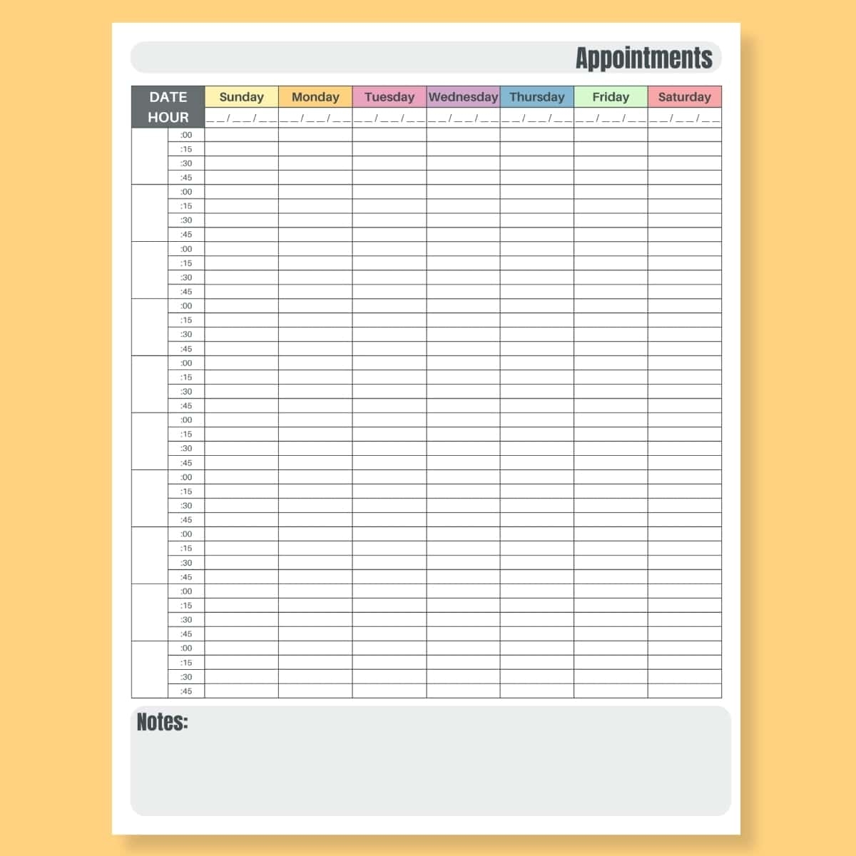 FREE Printable Weekly Appointment Calendar Printable