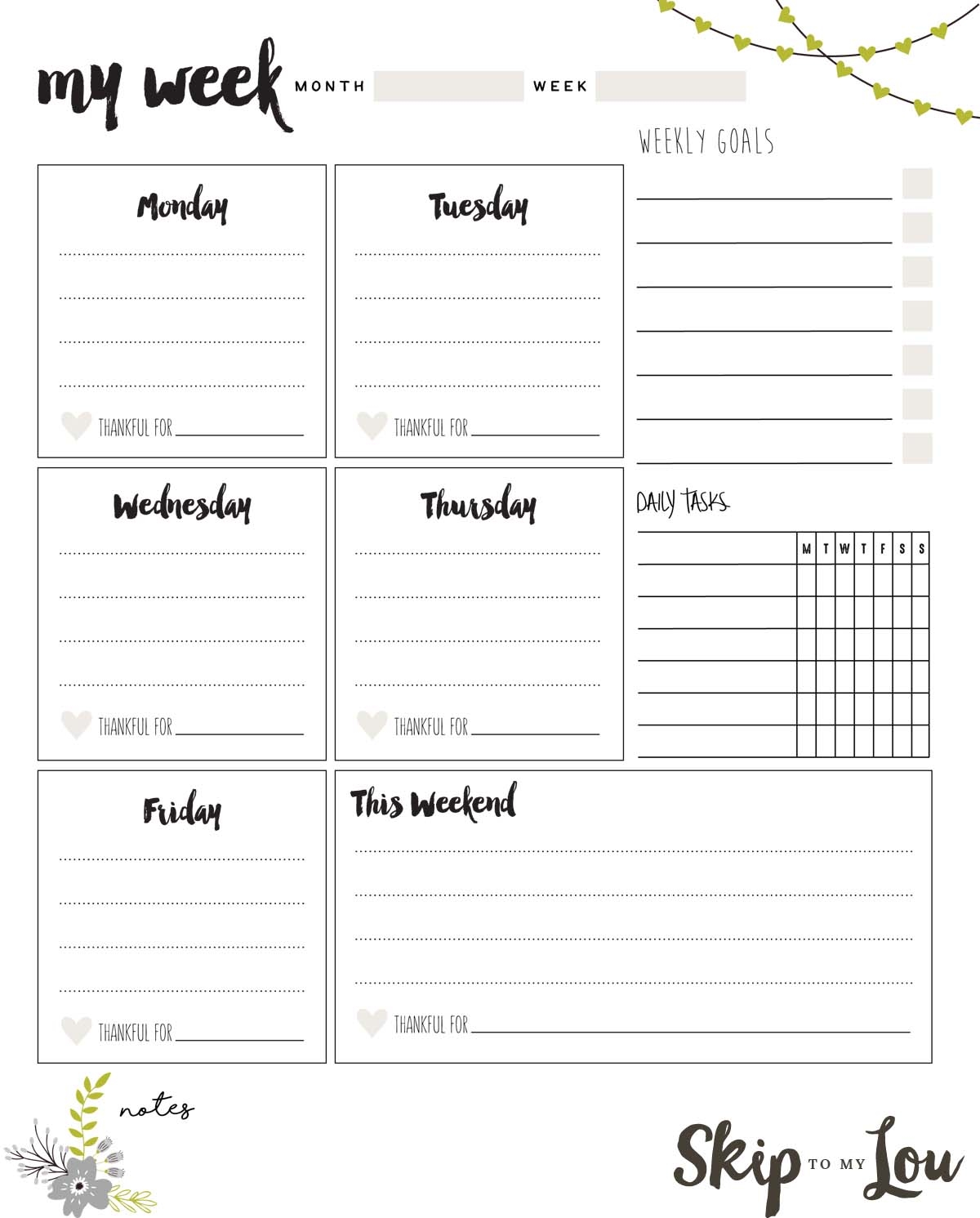 Free Printable Weekly Calendar