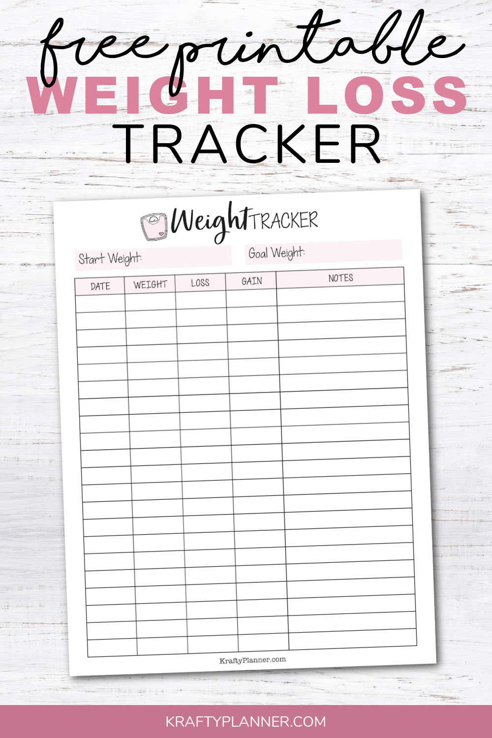 Free Printable Monthly Weight Loss Tracker