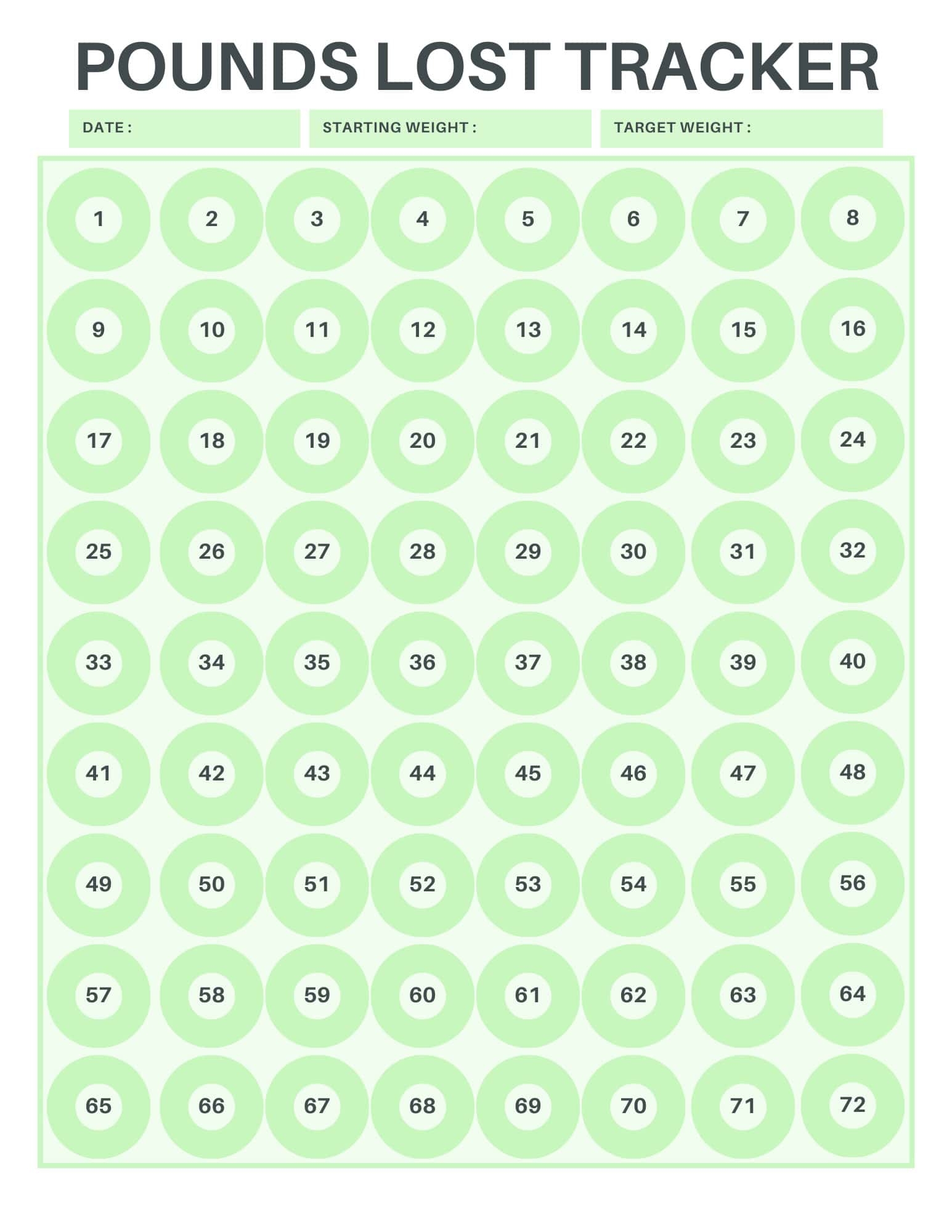 Pounds Lost Chart Free Printable