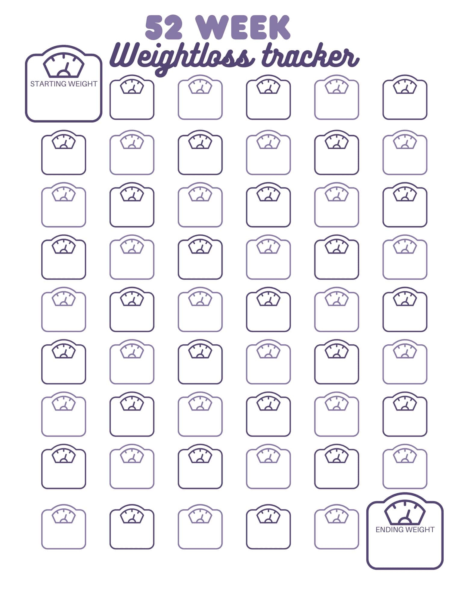 Free Fun Printable Weight Loss Chart