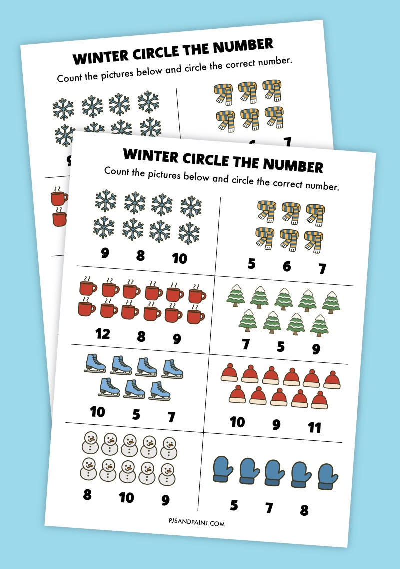 Free Printable Winter Circle The Number Worksheet Pjs And Paint
