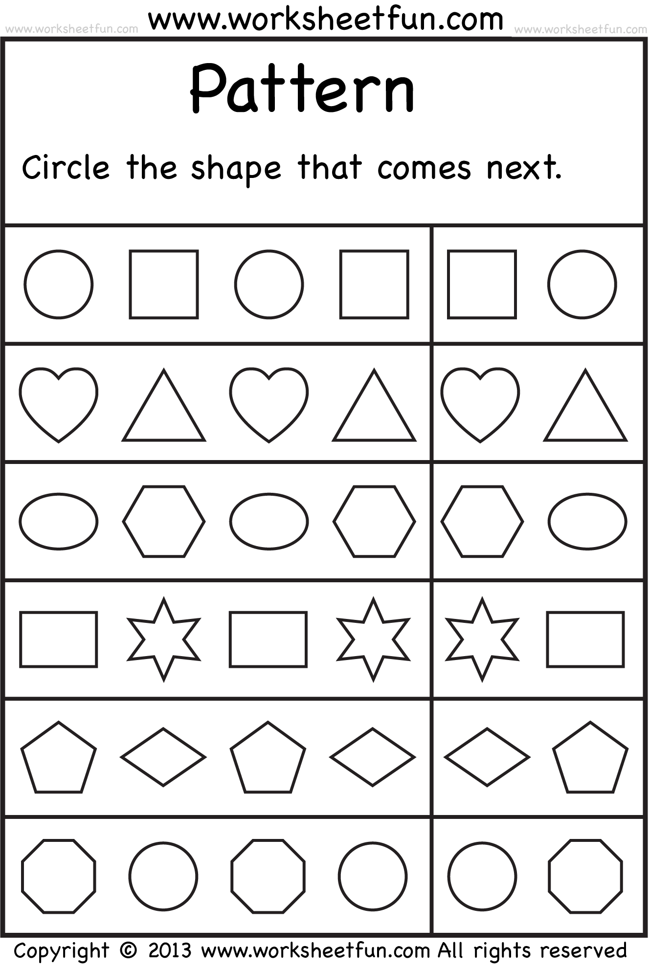 FREE Printable Worksheets Pattern Worksheets For Kindergarten Worksheets Library