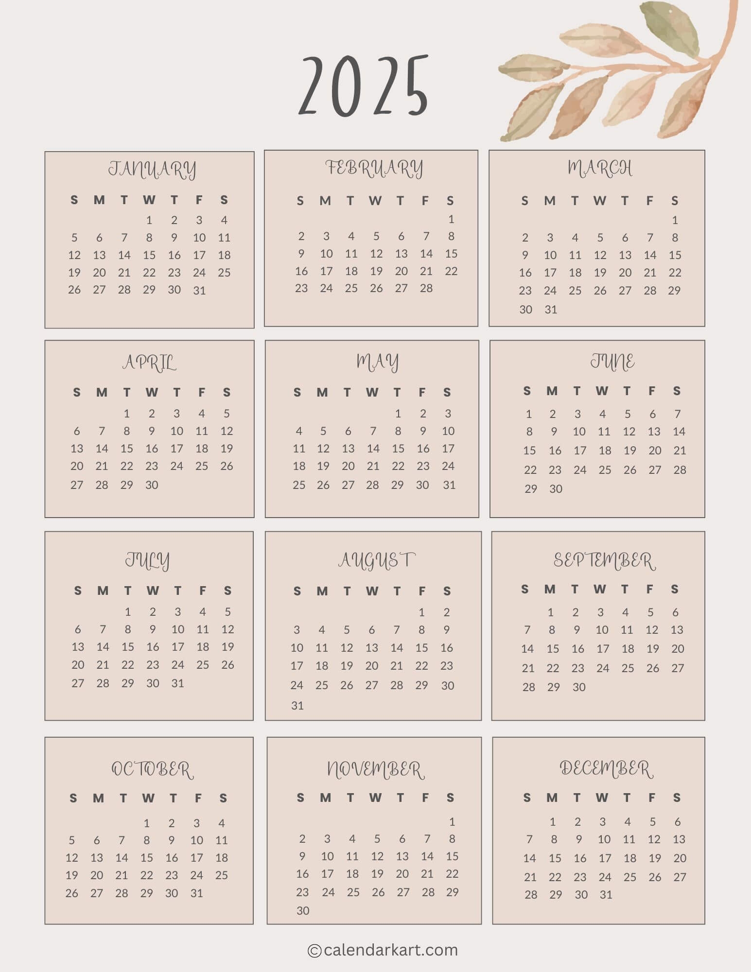 Printable Calendar Yearly
