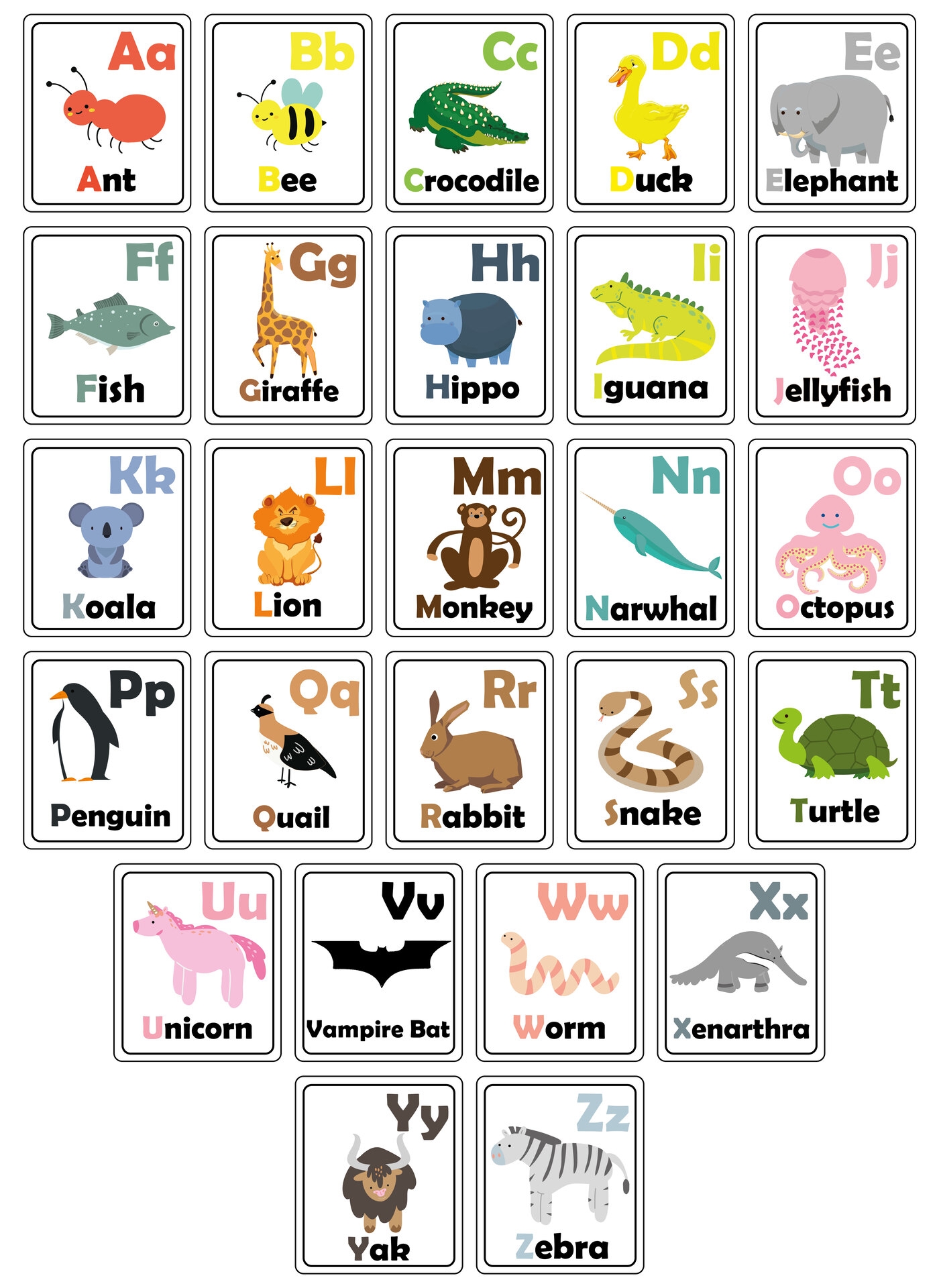 Printable Zoo Phonics Alphabet Chart