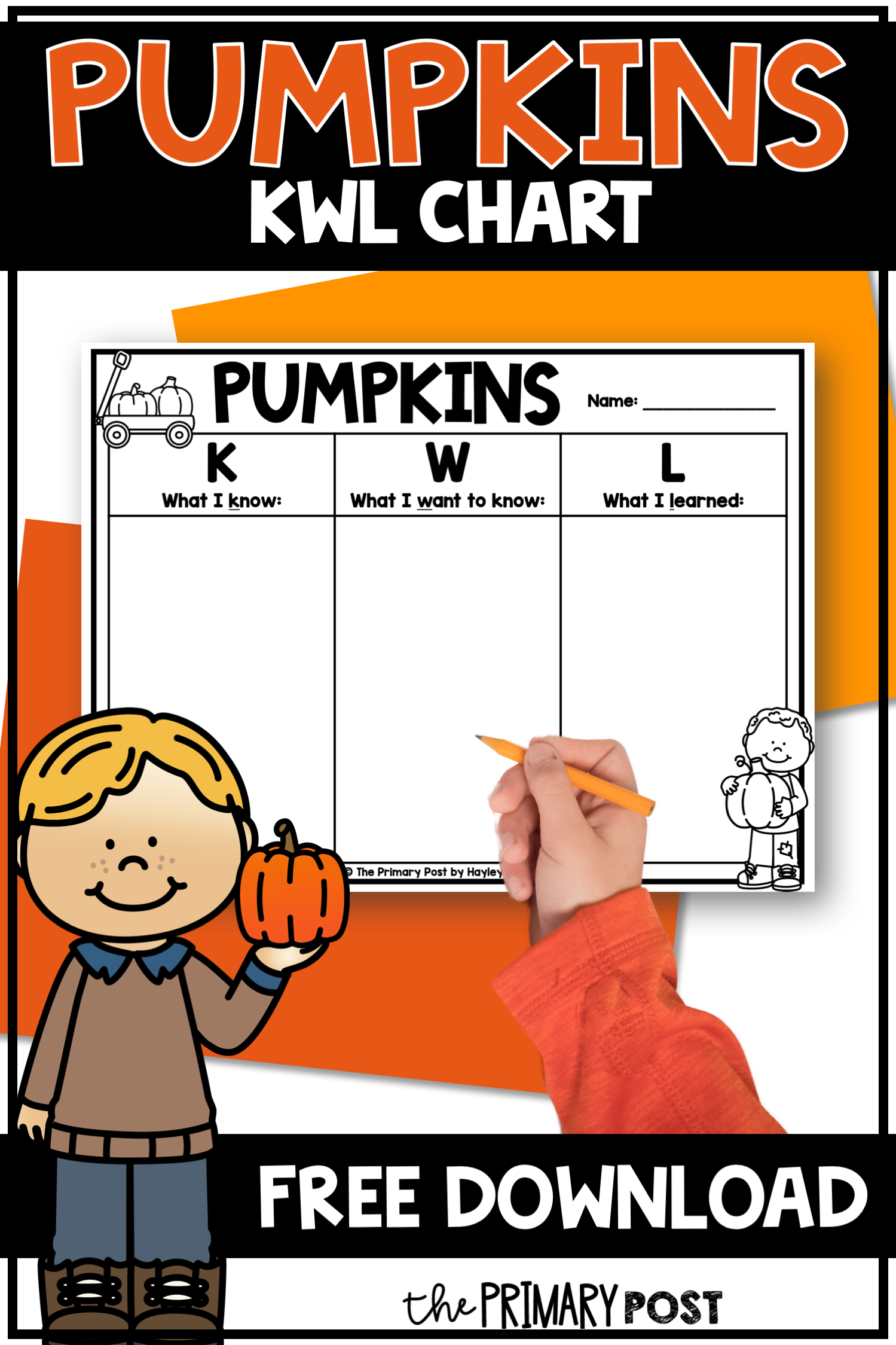 FREE Pumpkin KWL Chart The Primary Post