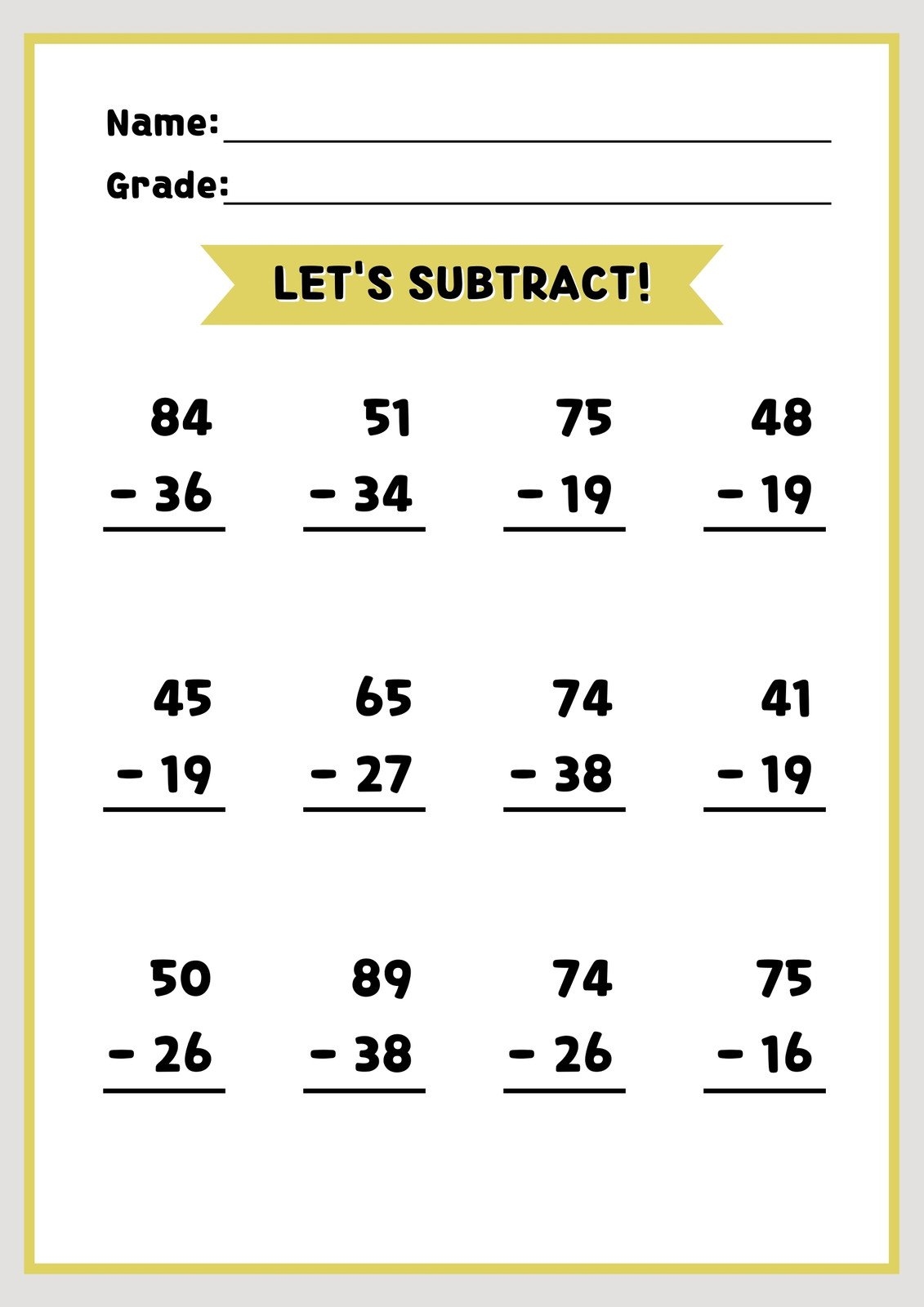 Printable Subtraction Worksheets With Regrouping