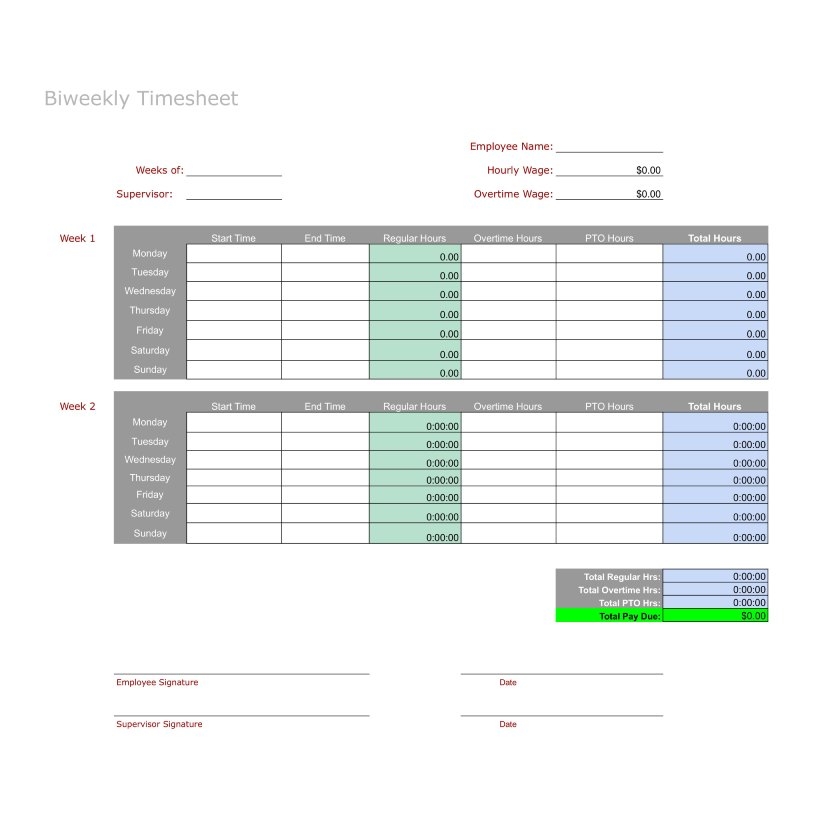Free Timesheet Template Download Excel Sheets PDF