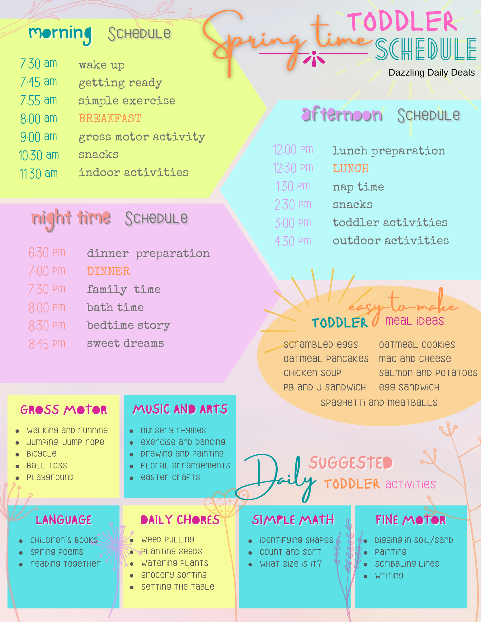 Free Toddler Activity Schedule Printable Parenting Dazzling Daily Deals