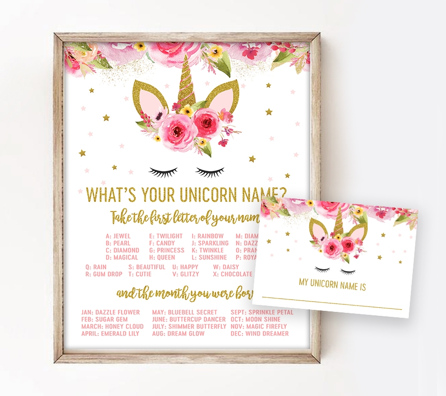 Free Unicorn Birthday What s Your Unicorn Name Game Glitter Instant Download Printable Printable Market