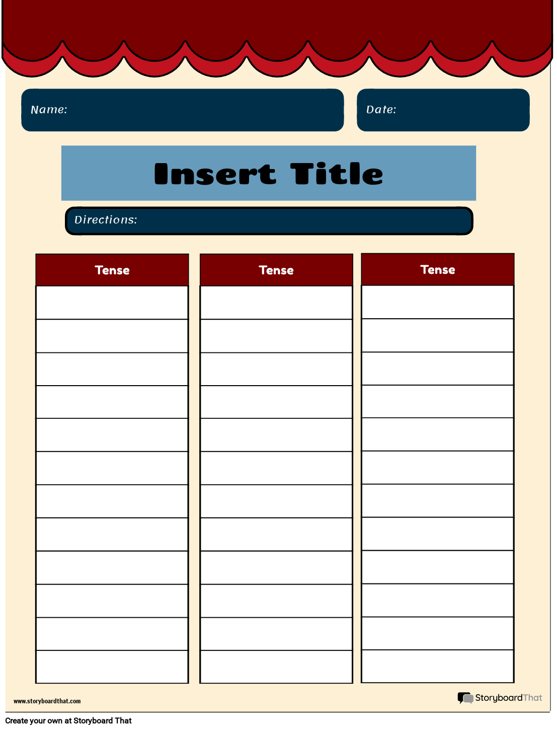 Blank Printable Verb Charts