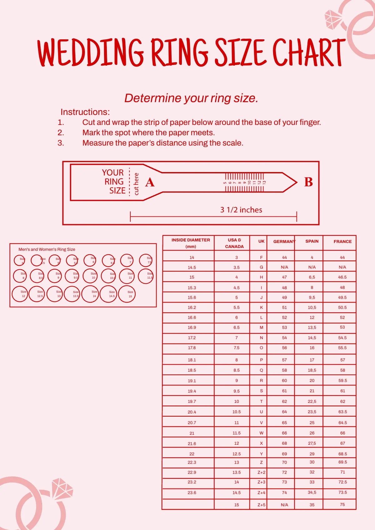 Printable Printable Ring Size Chart