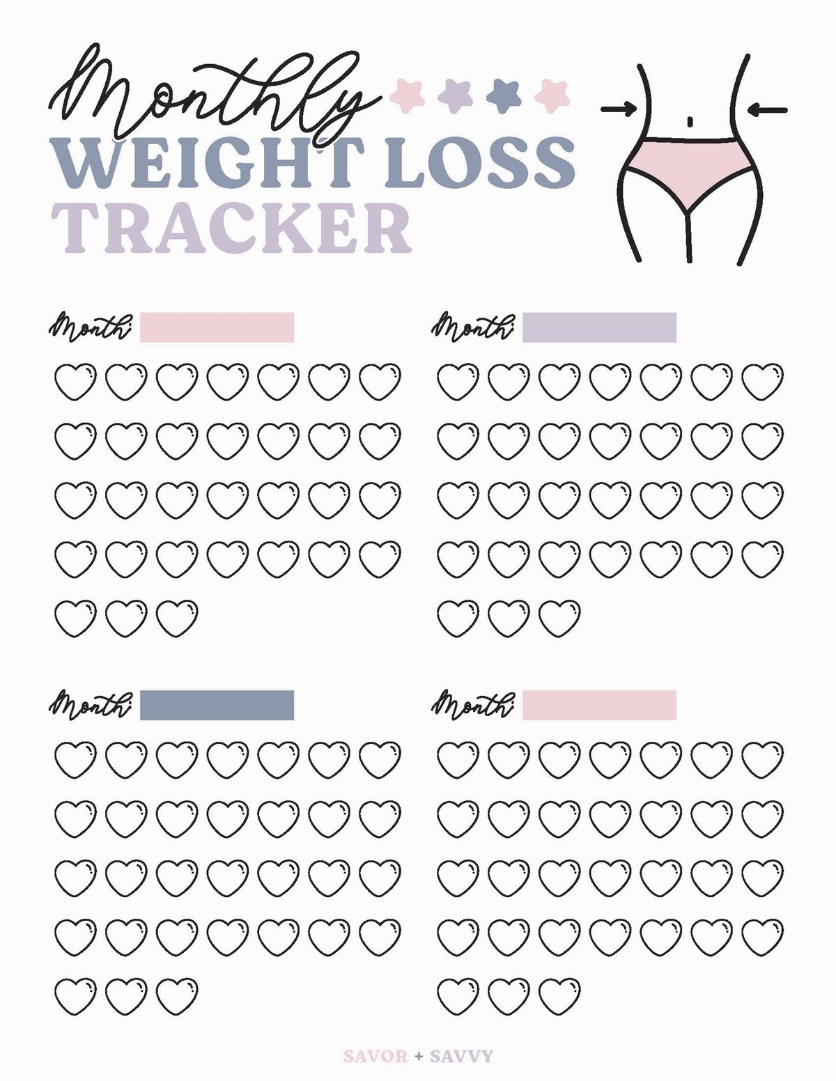 Free Weight Loss Tracker Printable Savor Savvy