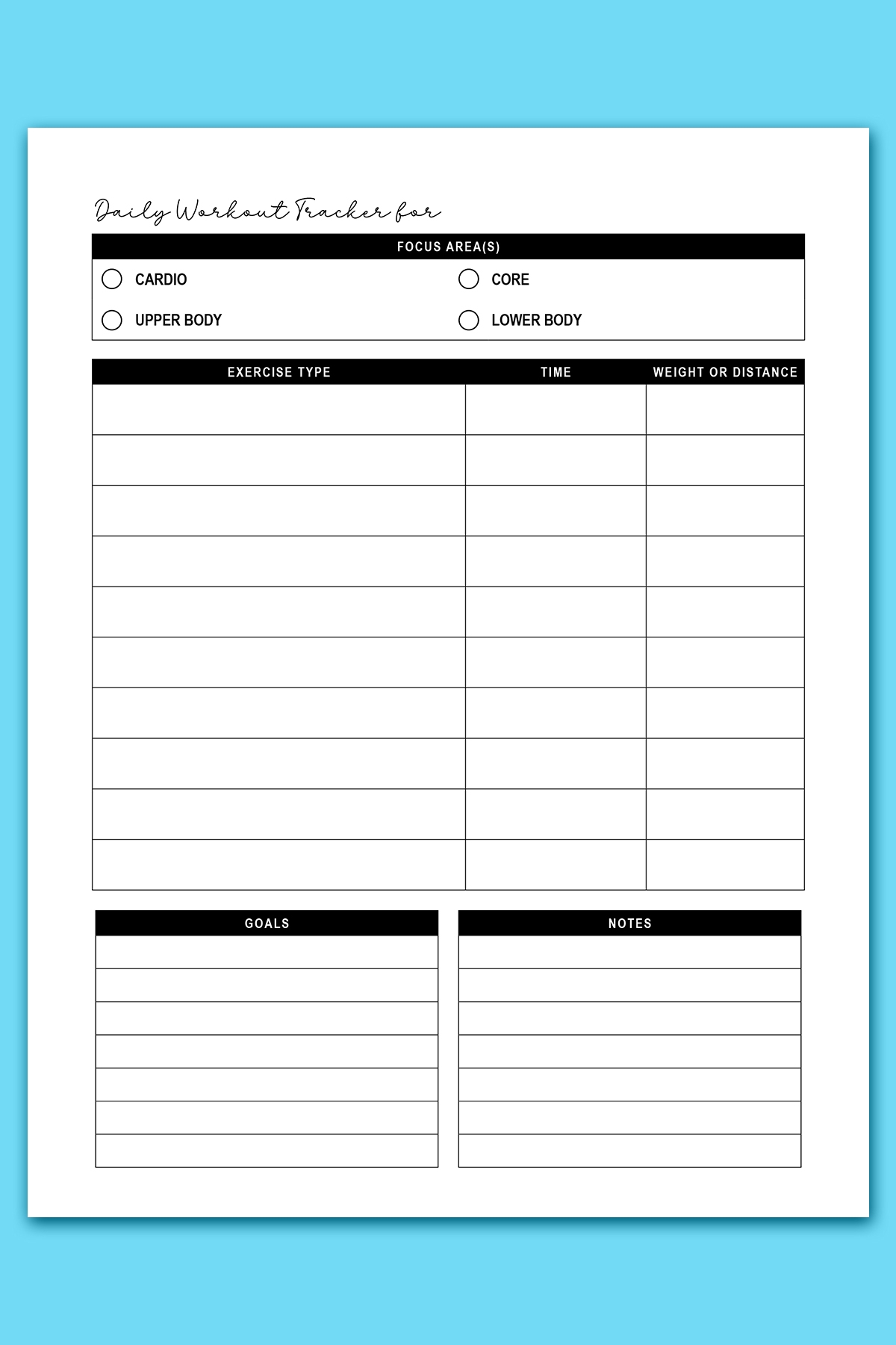 Printable Exercise Sheets