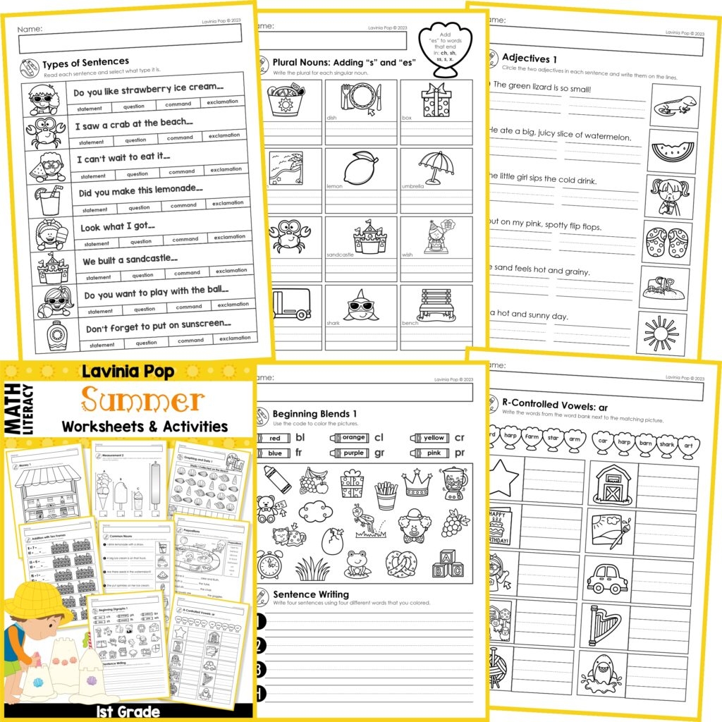 FREE Worksheets Summer 1st Grade Worksheets And Activities No Prep First Grade In My World