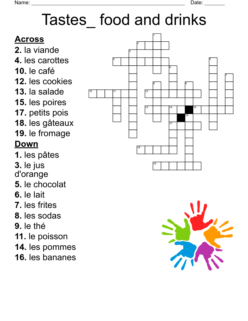 French Food Worksheet WordMint