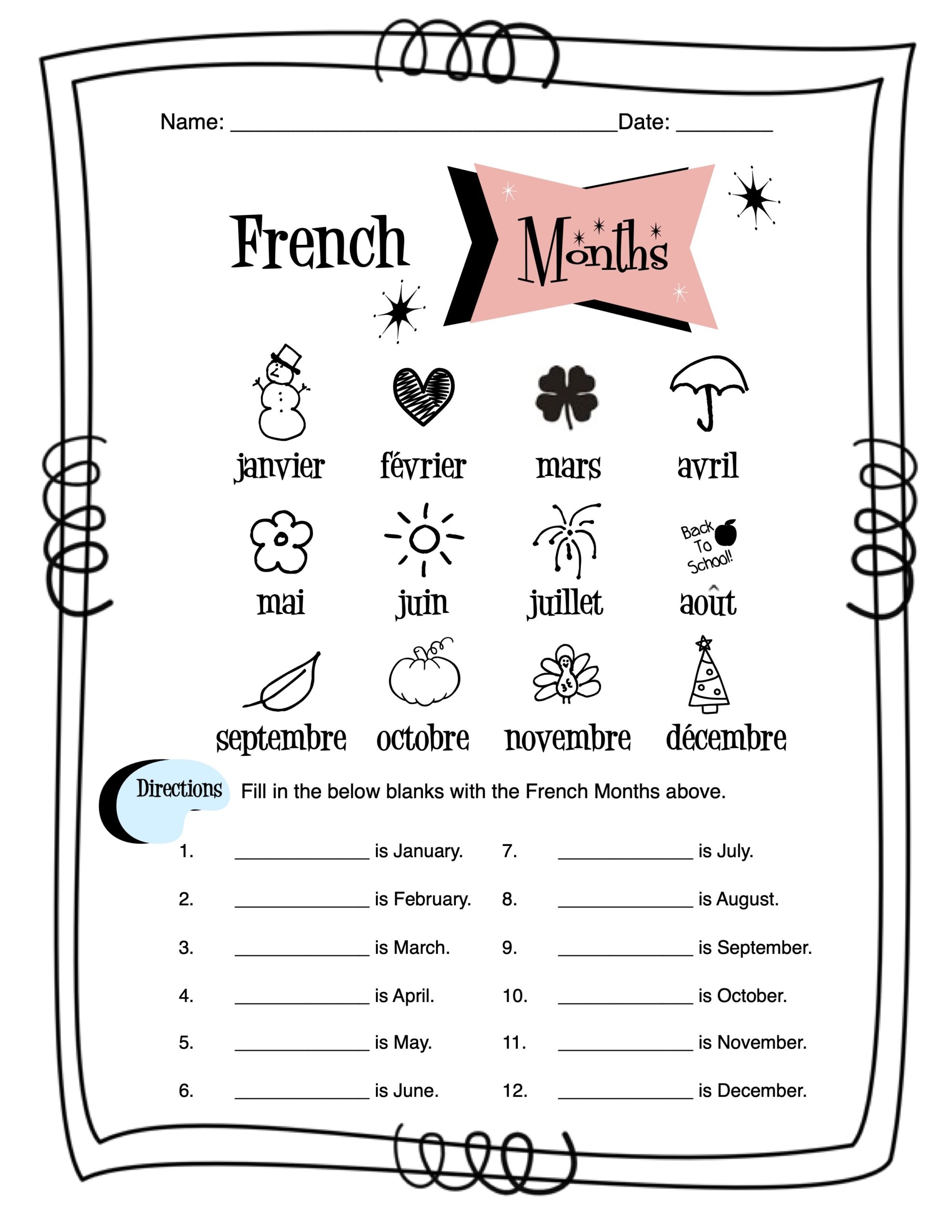 French Worksheets For Beginners Printable Free