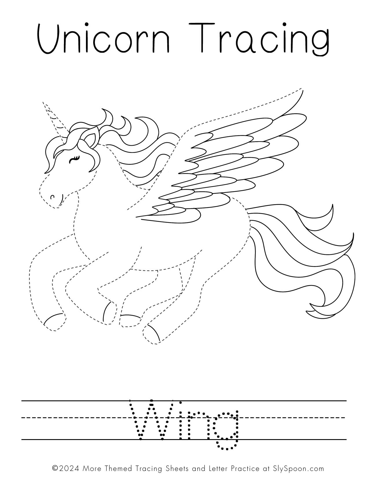 Fun Creative Ways To Practice Writing Unicorn Tracing Pages Sly Spoon