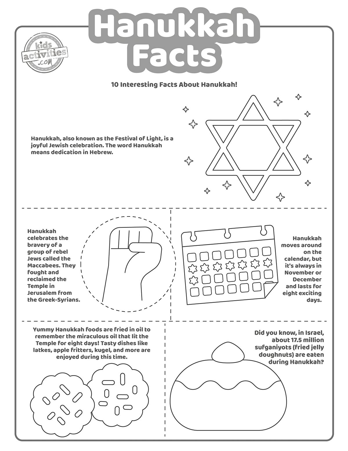 Fun Hanukkah Facts For Kids To Print And Learn Kids Activities Blog