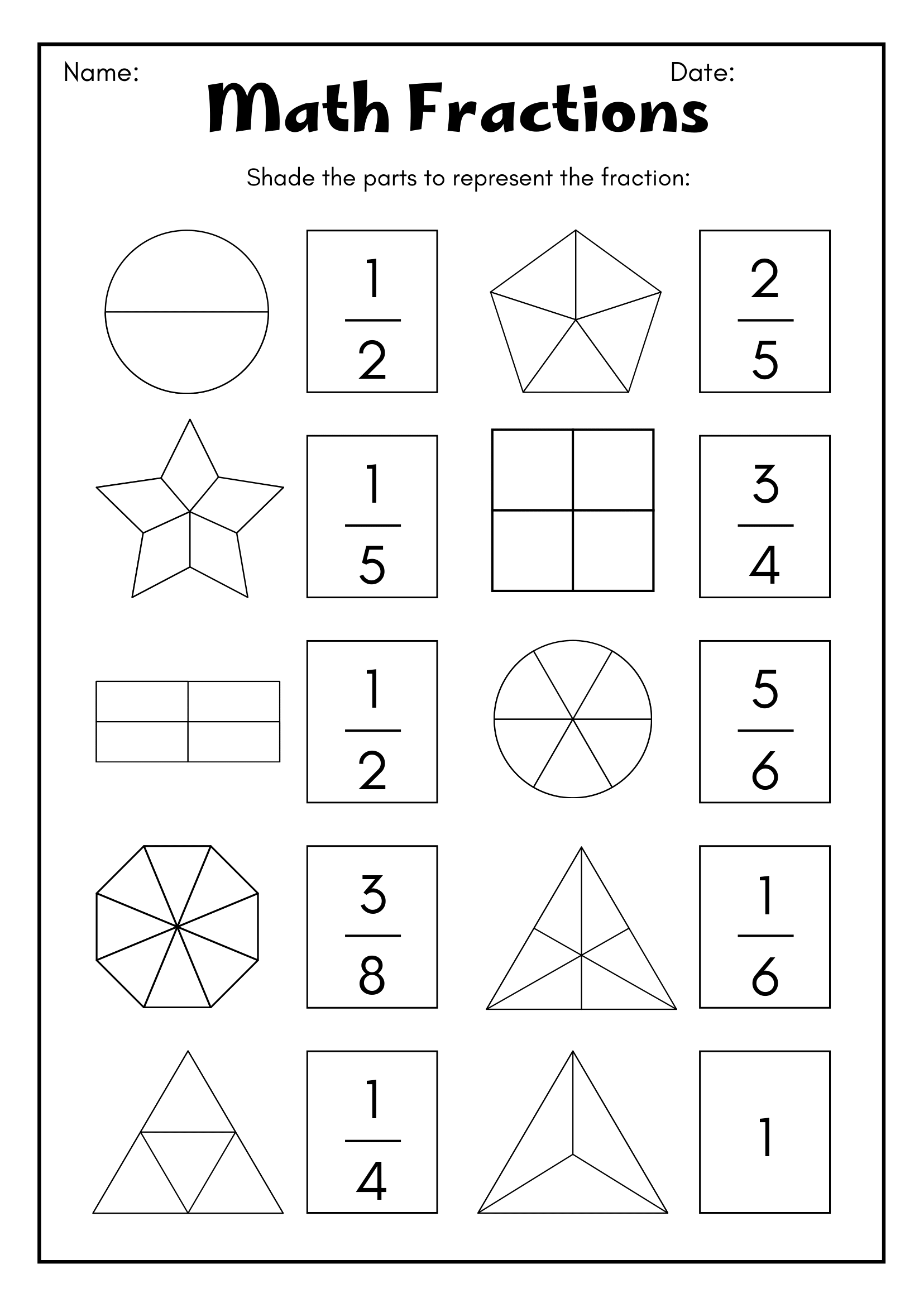 Fraction Worksheets Printable
